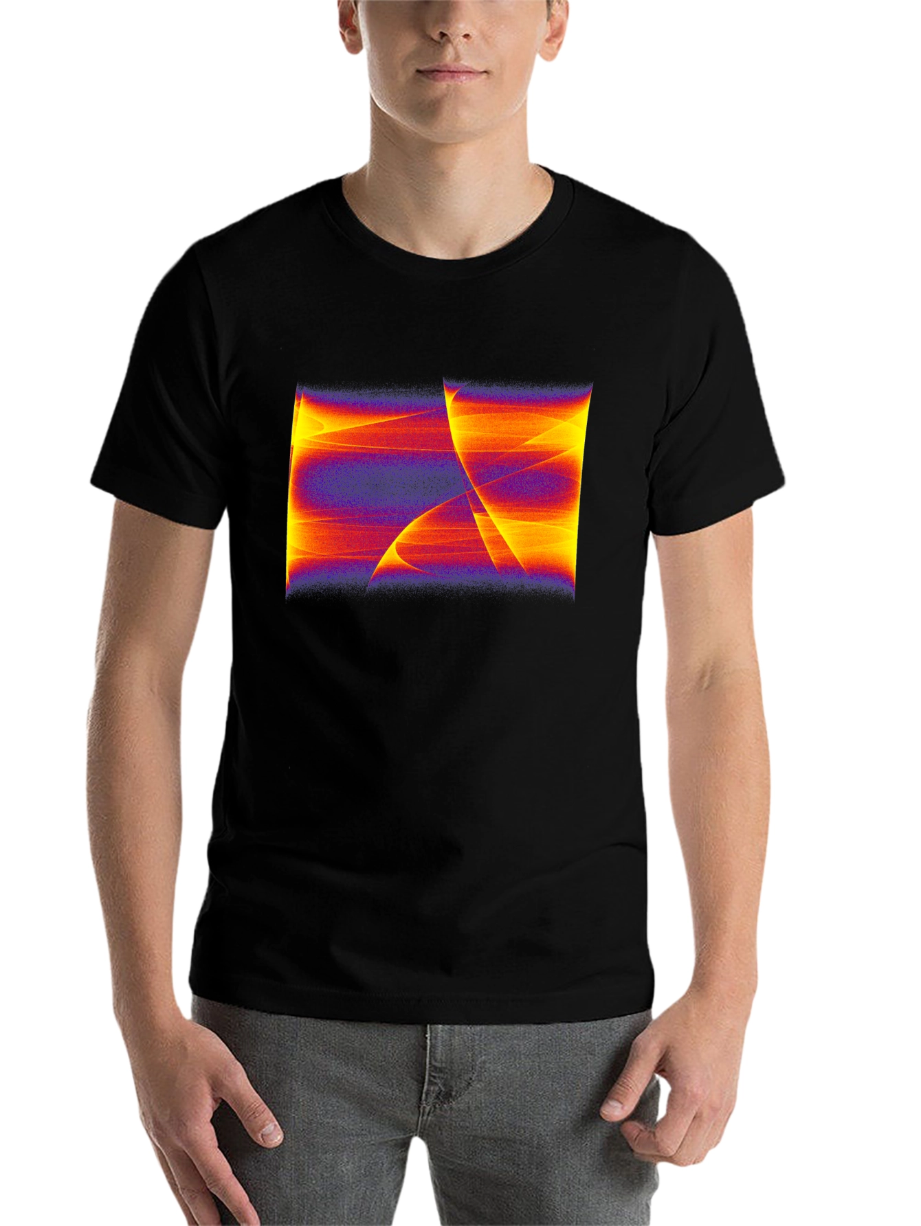 Black Abstract Art Graphic Black T-Shirt view 7