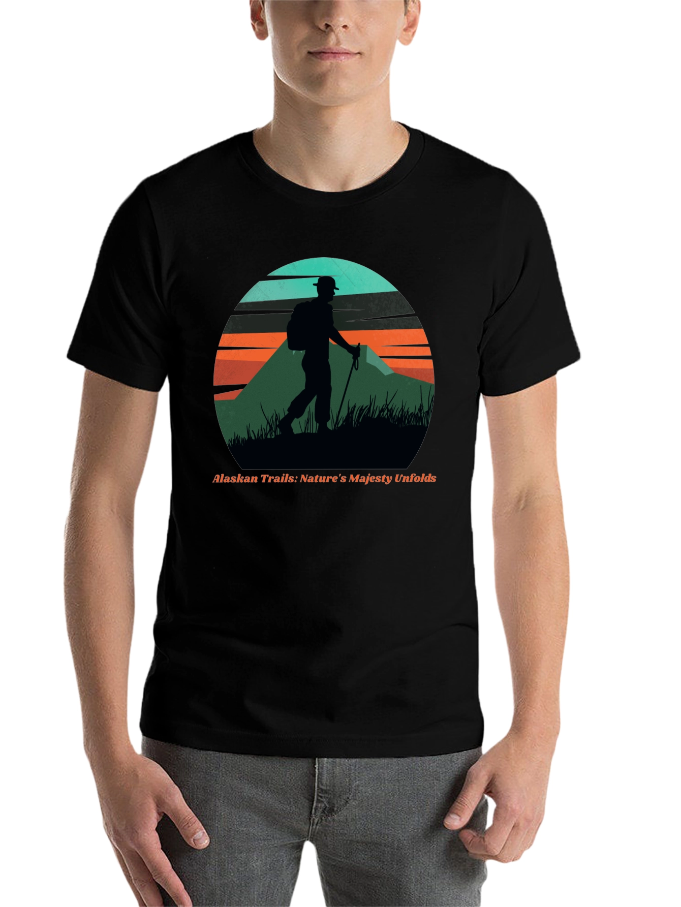 Black Alaskan Trails Graphic Tee - Nature Hiker T-Shirt view 7