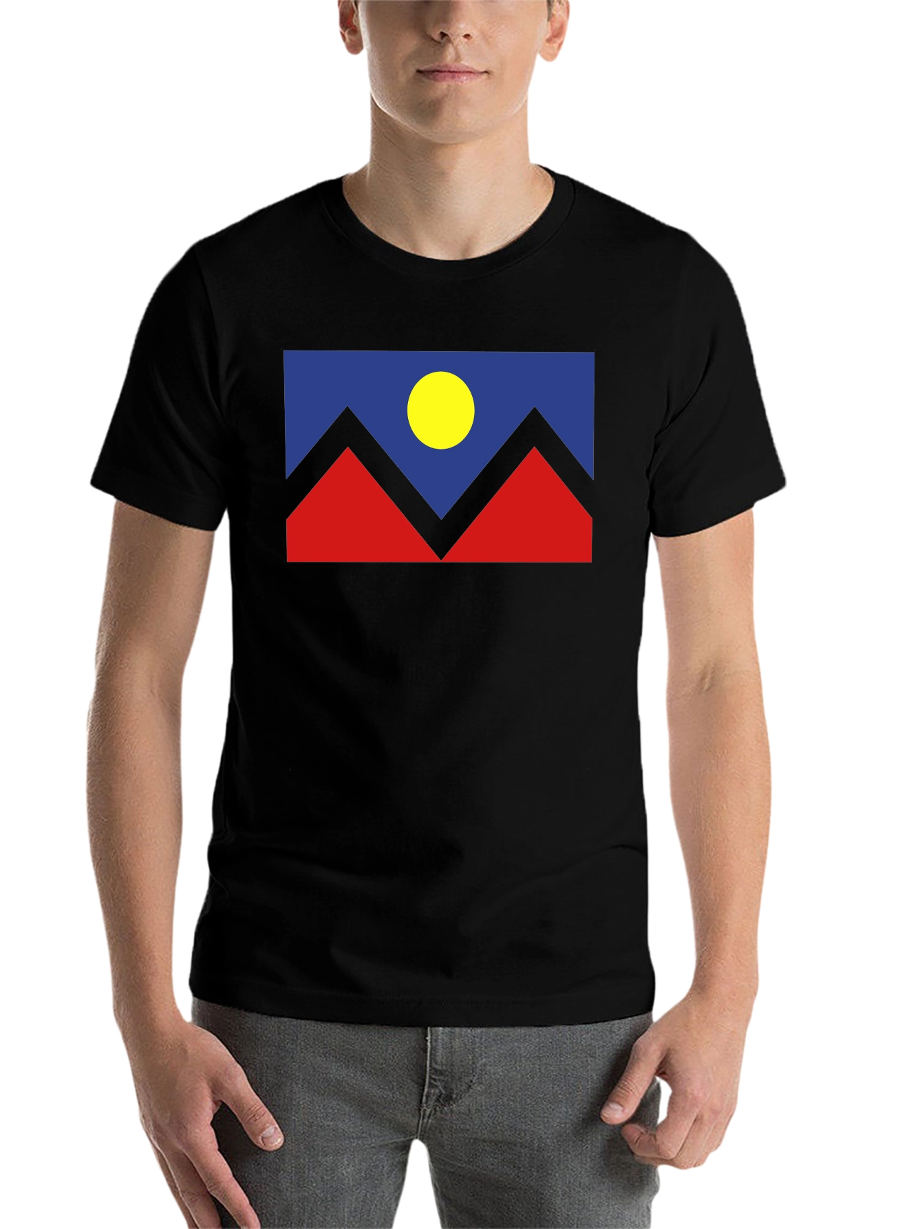 Black Abstract Mountain Graphic T-Shirt view 7