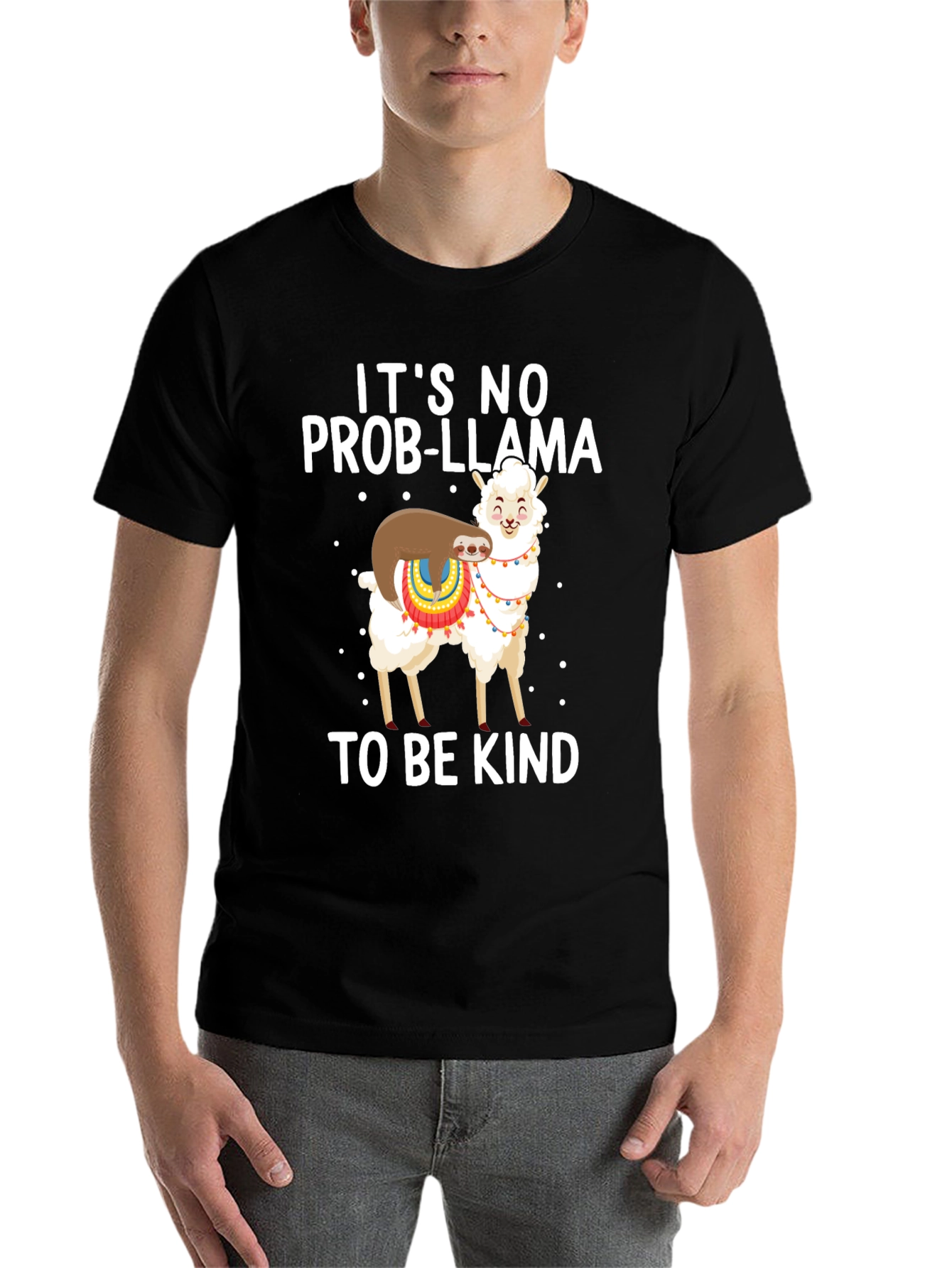 Black It's No Prob-Llama Kindness T-Shirt view 7