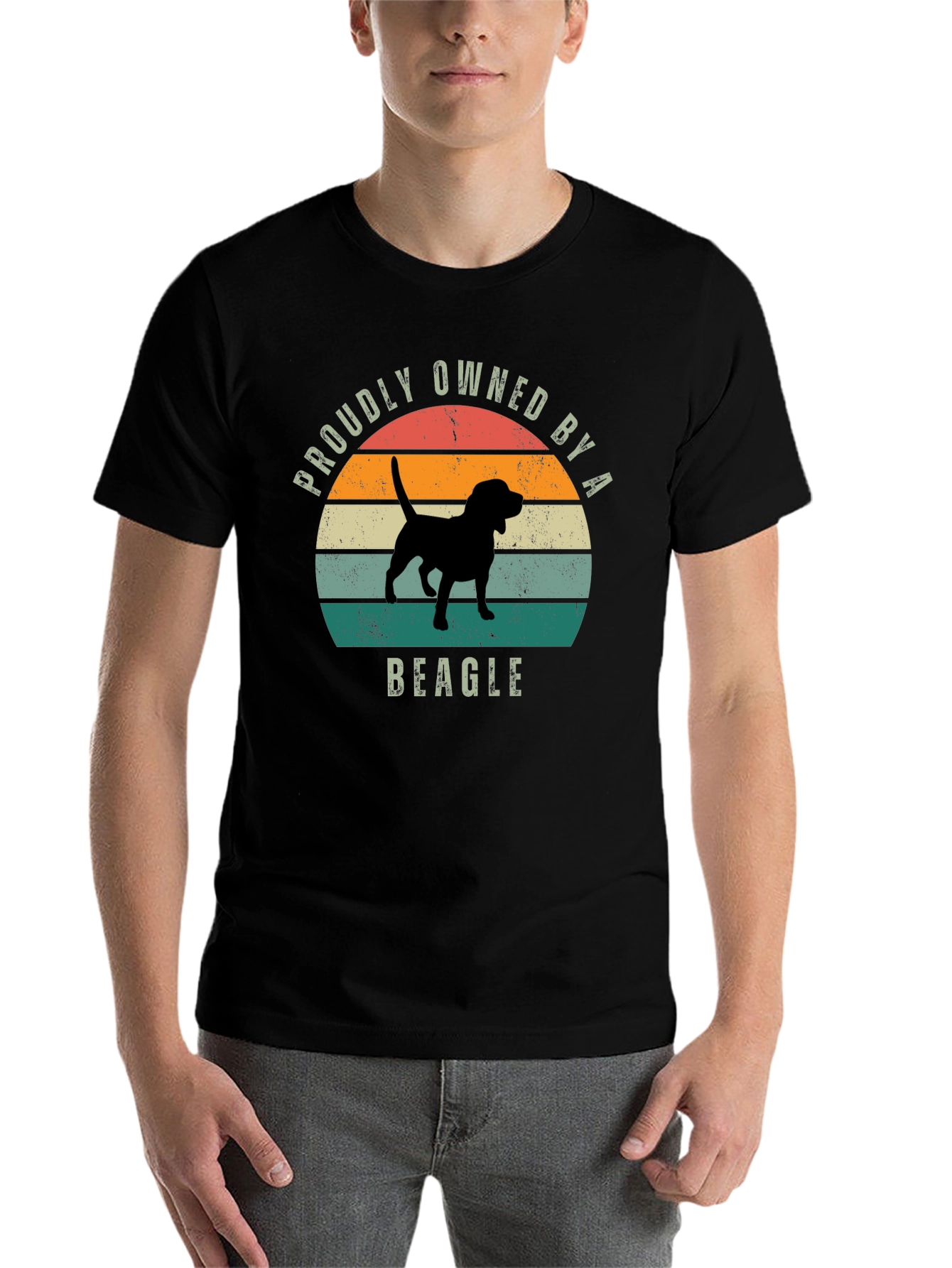 Black Proudly Owned by a Beagle T-Shirt view 7