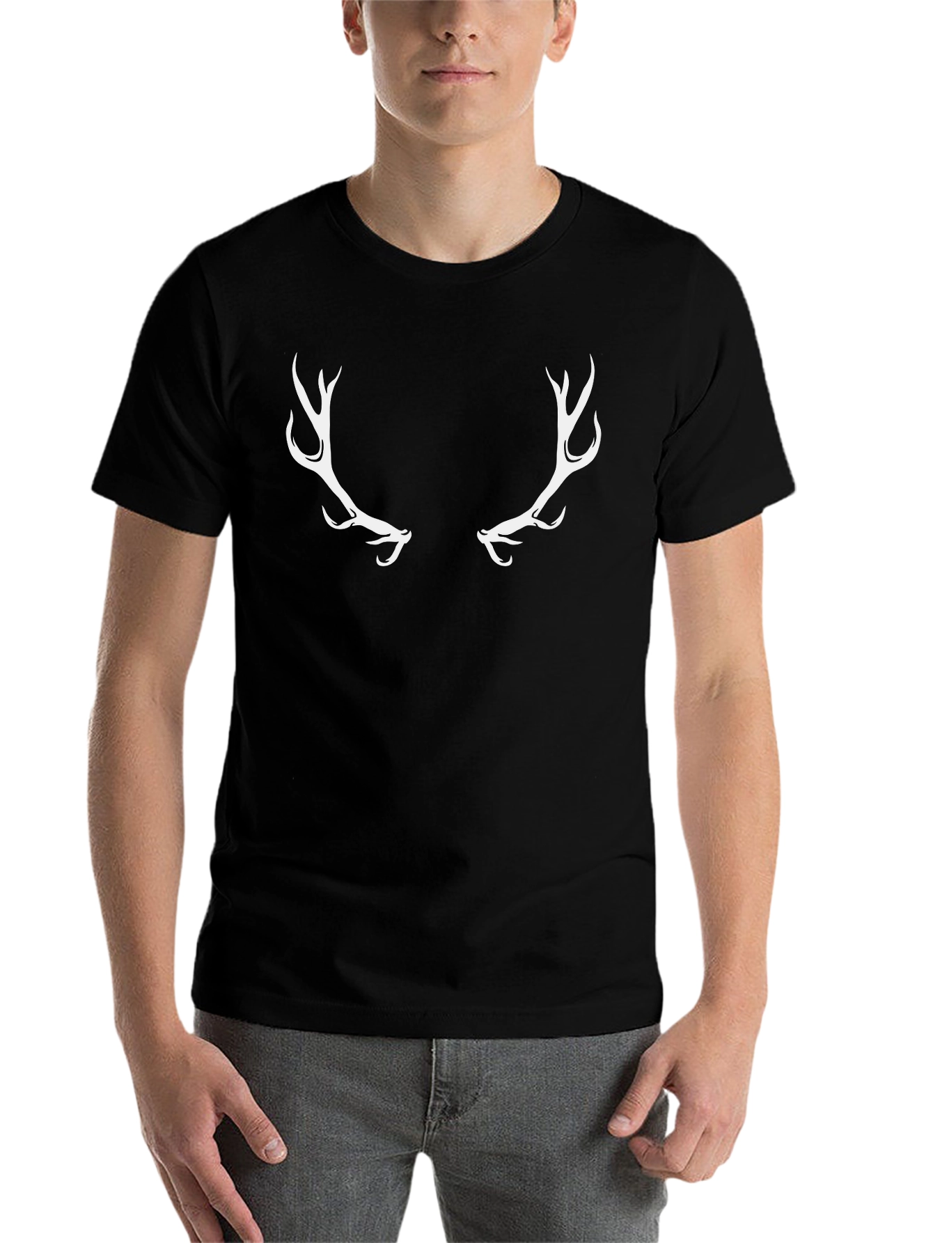 Black Antler Graphic Tee - Black Cotton Blend Shirt view 7