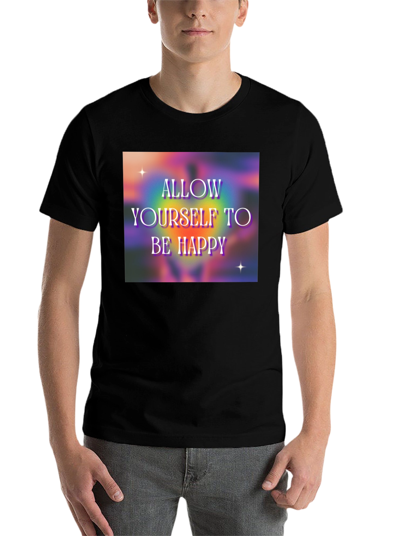 Black Allow Yourself to Be Happy Graphic T-Shirt view 7