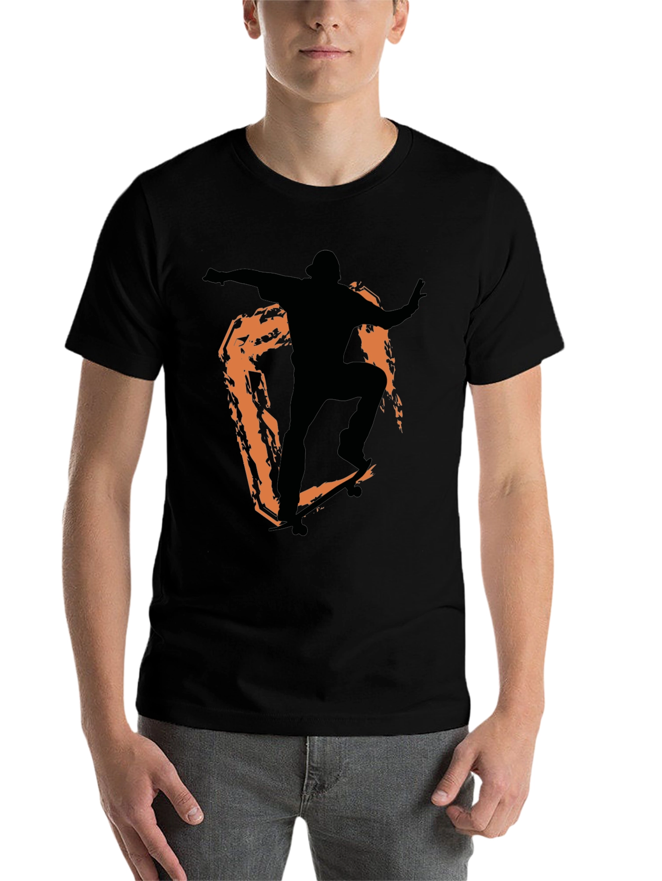 Black Skateboarder Graphic Tee - Stylish Black Cotton Shirt view 7