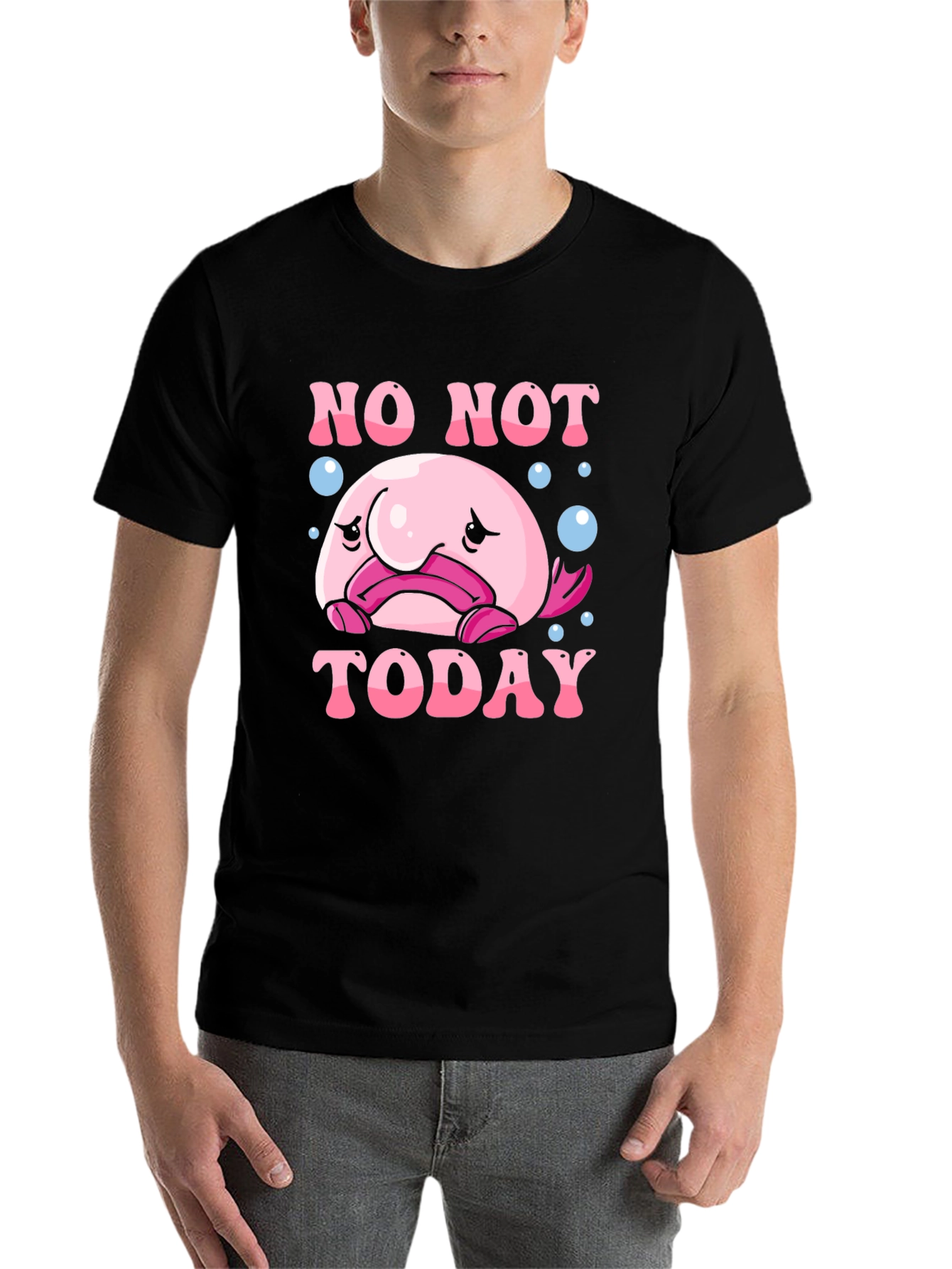 Black No Not Today Blobfish T-Shirt view 7