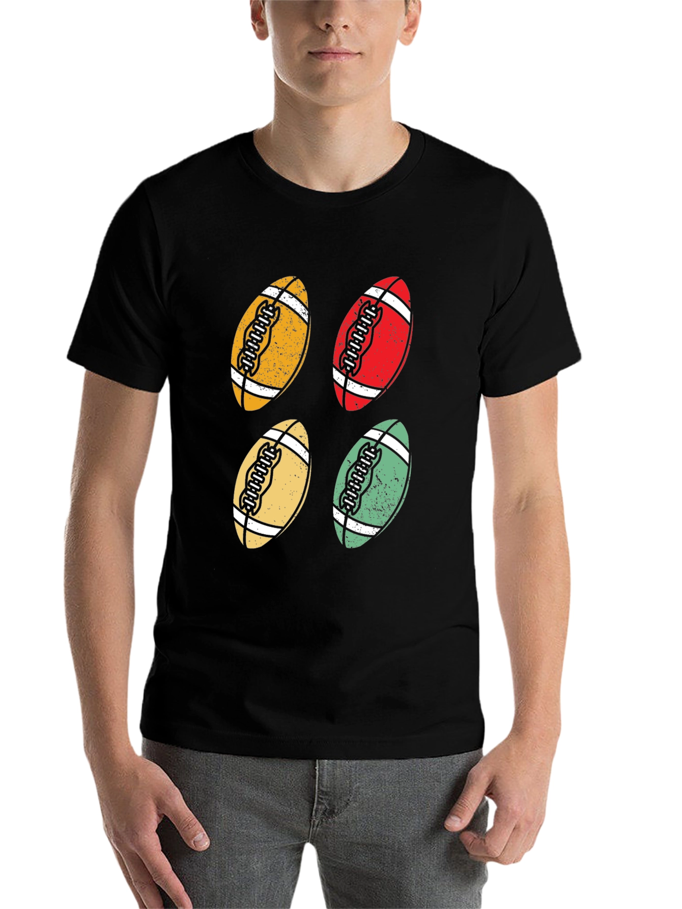 Black Retro Football Graphic Tee - Casual Style view 7