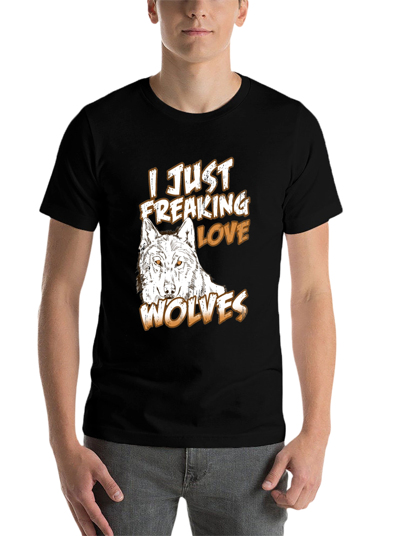 Black Wolf Lover T-Shirt - Black Graphic Tee view 7