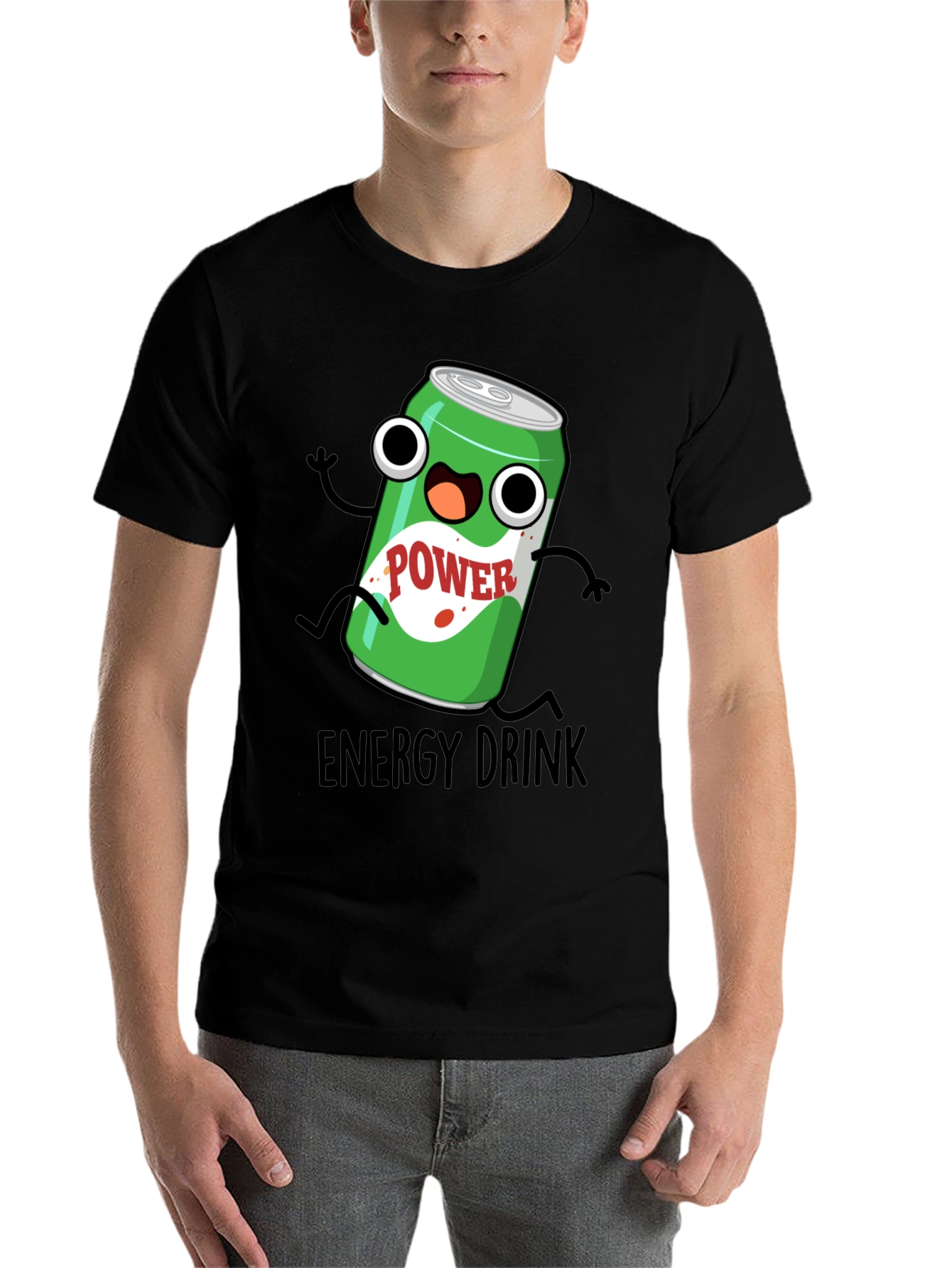 Black Cartoon Energy Drink T-Shirt - Black view 7