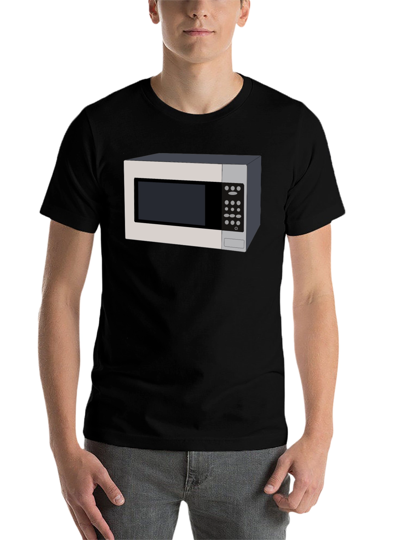 Black Microwave Graphic Tee - Quirky Black T-Shirt view 7