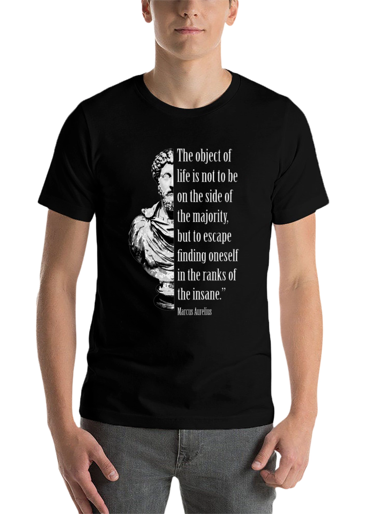 Black Marcus Aurelius Philosophy T-Shirt - Stoic Quote view 7