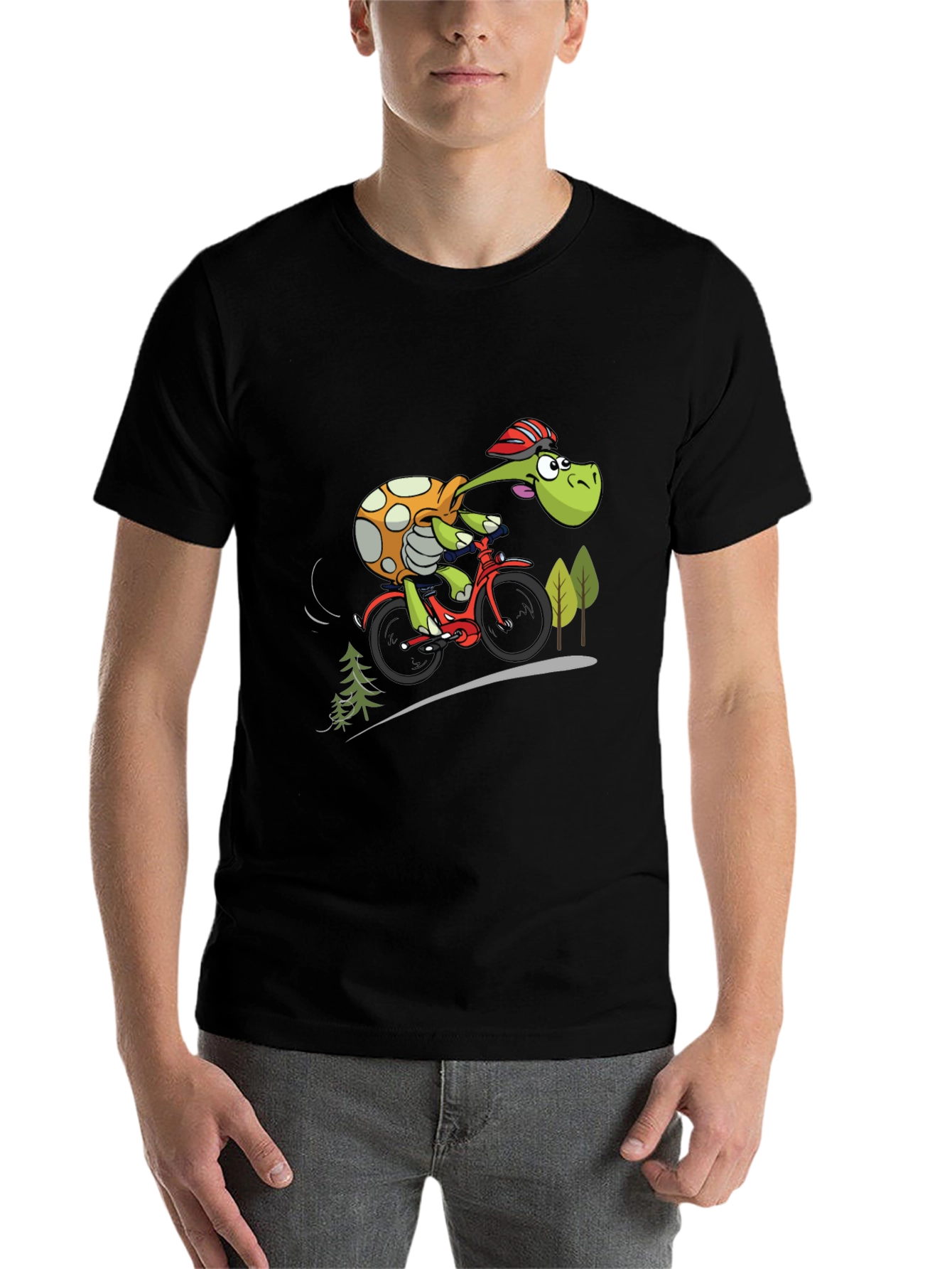 Black Turtle Cyclist Graphic T-Shirt view 7