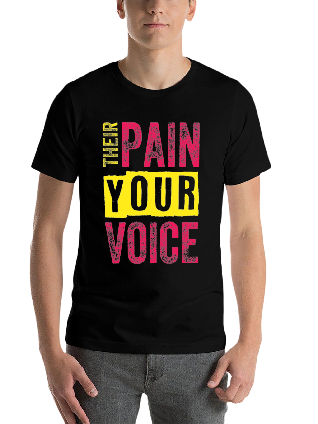 Black Pain Your Voice T-Shirt - Bold Statement Tee view 7
