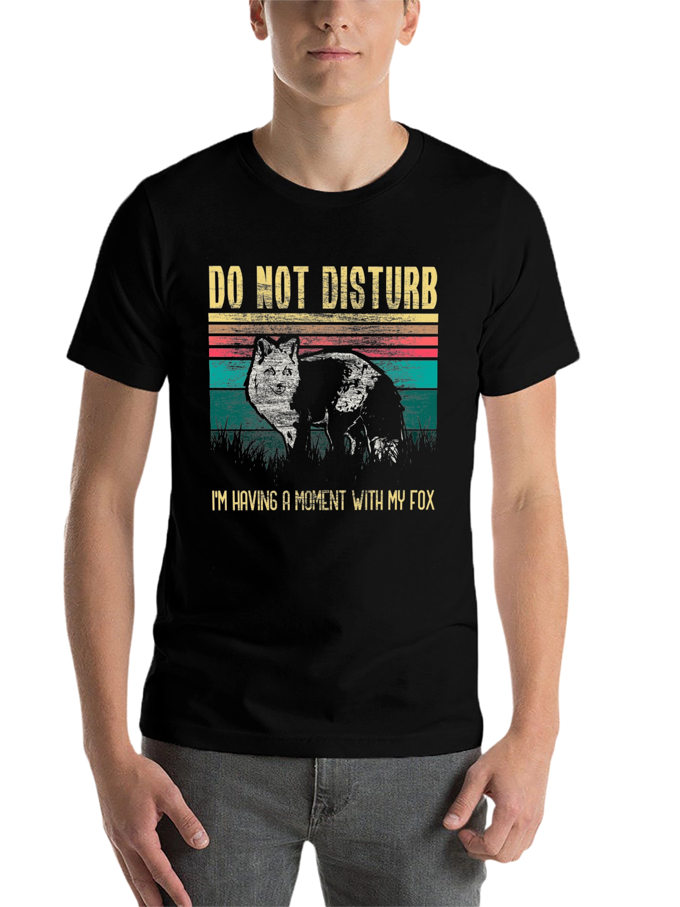 Black Do Not Disturb Fox Graphic T-Shirt view 7