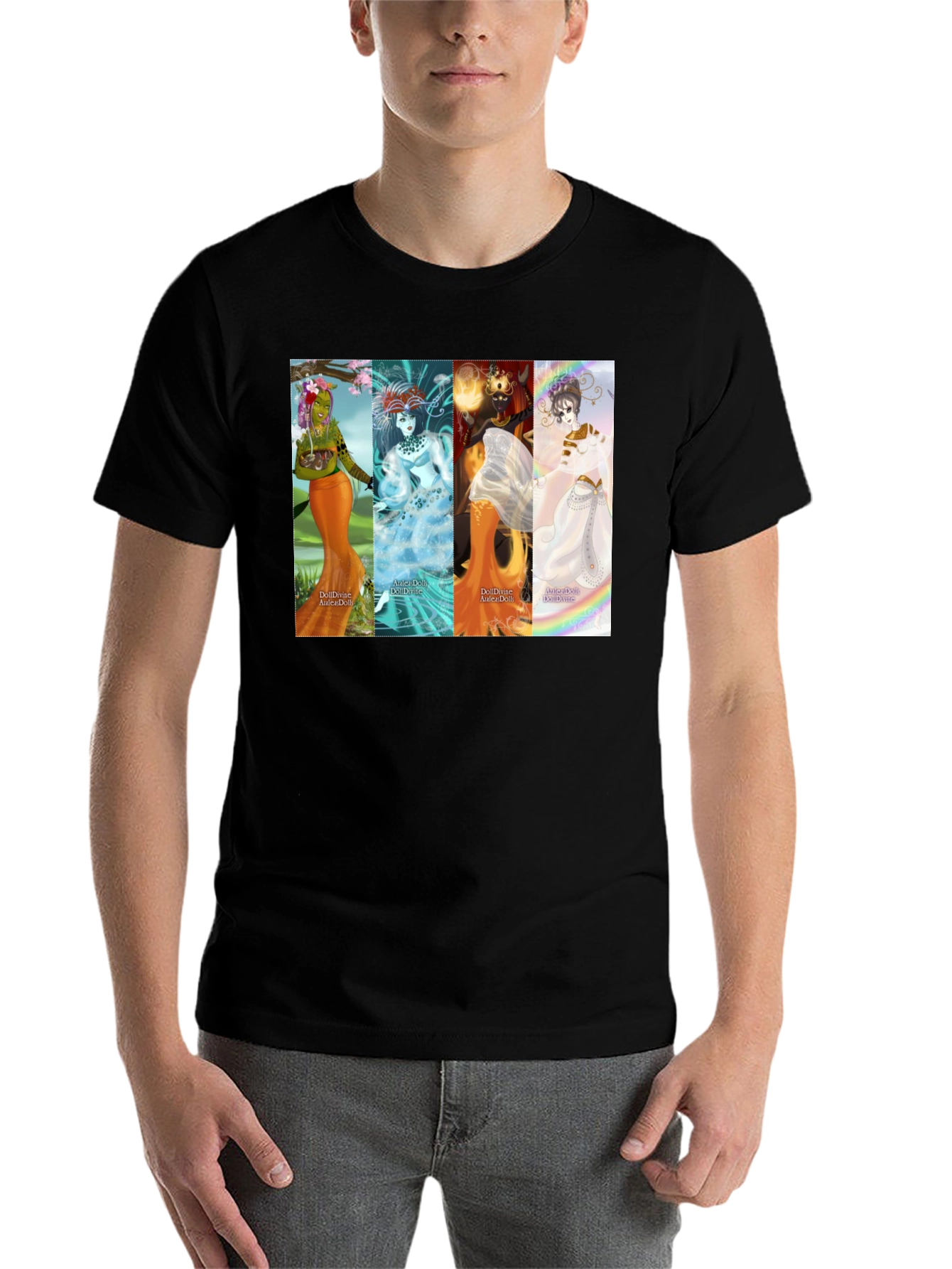 Black Fantasy Goddess T-Shirt - Black Unisex Tee view 7
