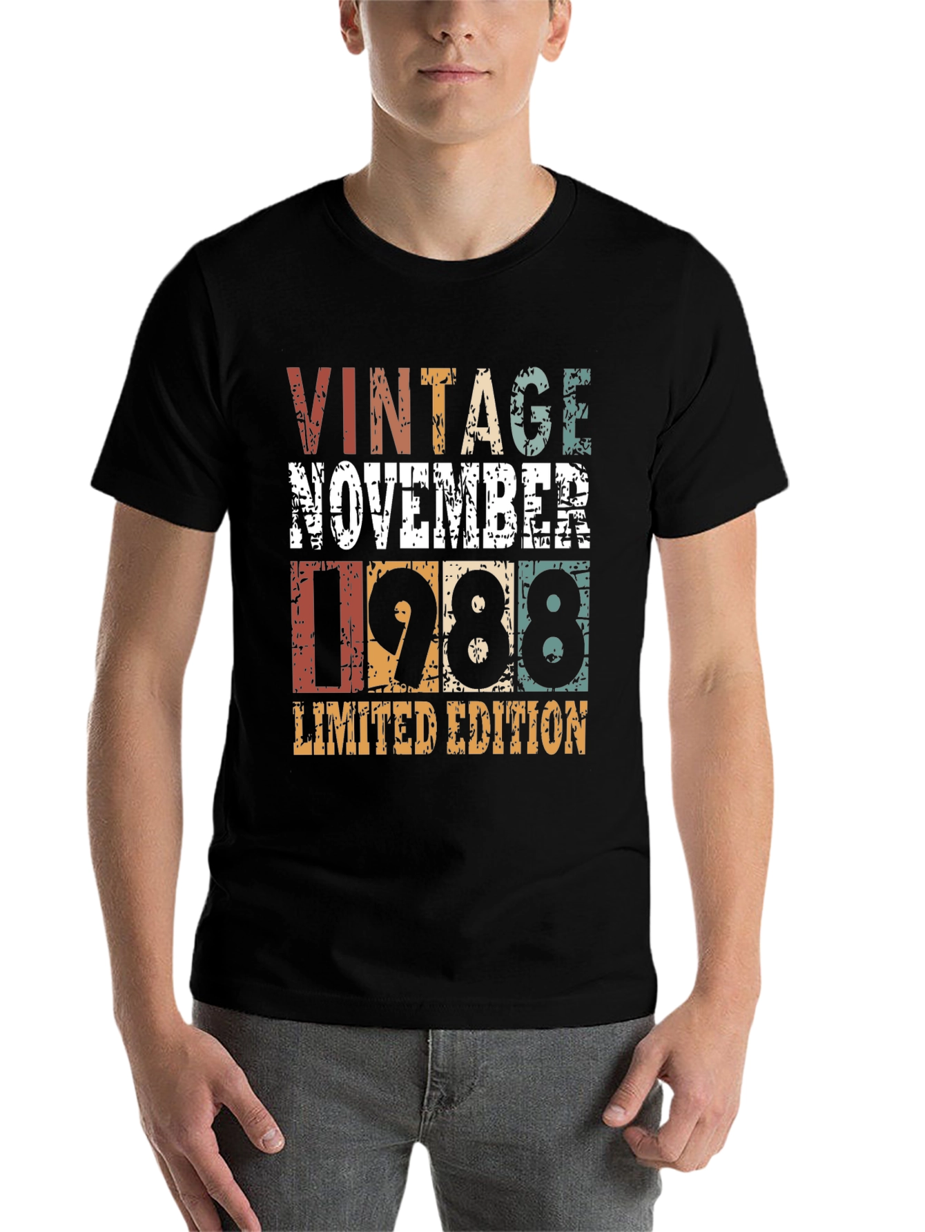Black Vintage November 1988 Limited Edition Birthday T-Shirt view 7