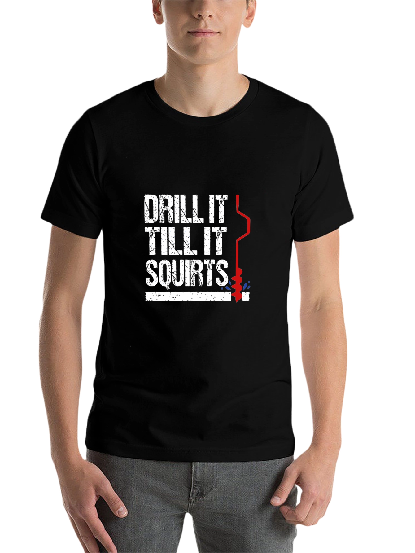 Black Drill It Ice Fishing Graphic Tee view 7