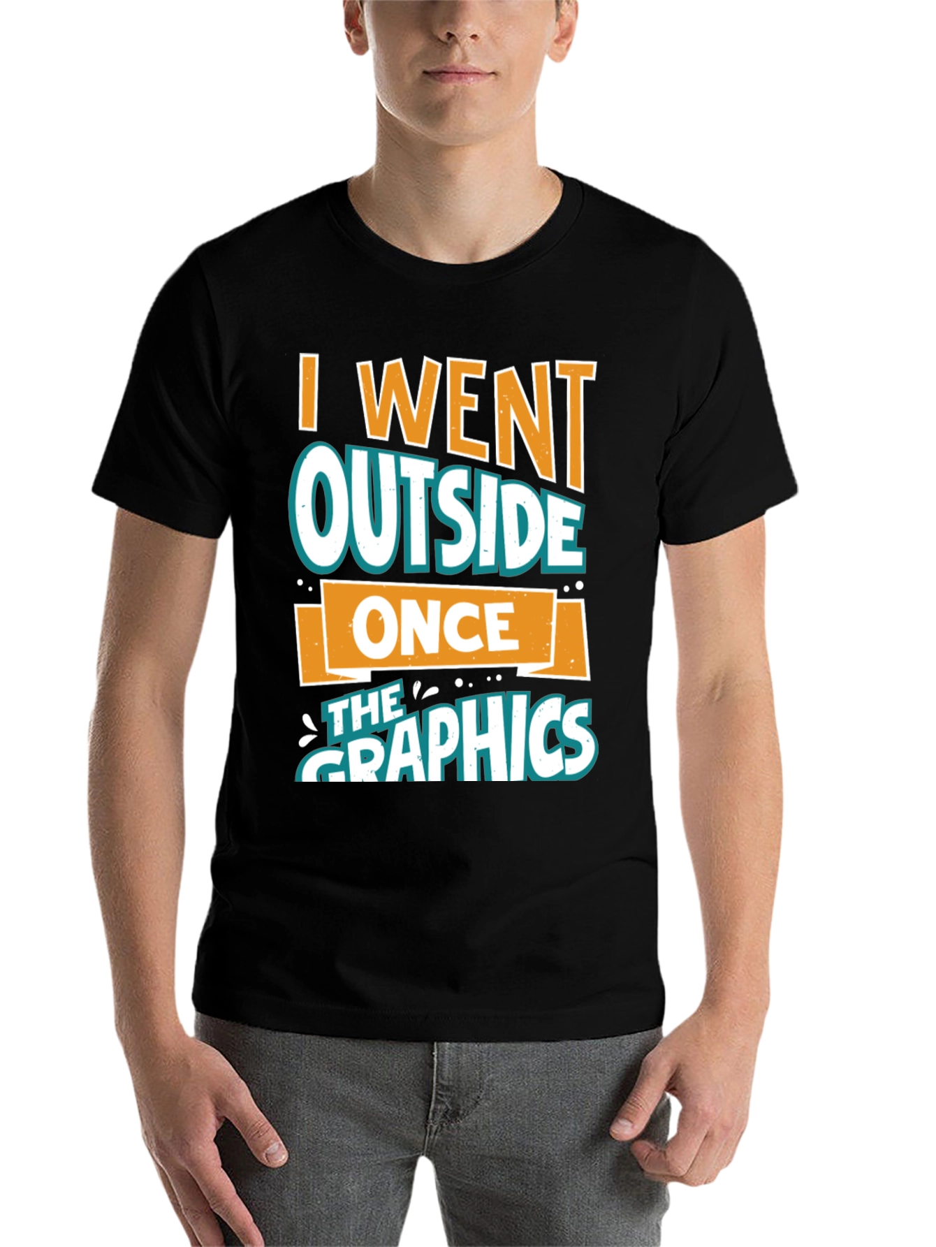 Black I Went Outside Once T-Shirt - Funny Graphics Tee view 7