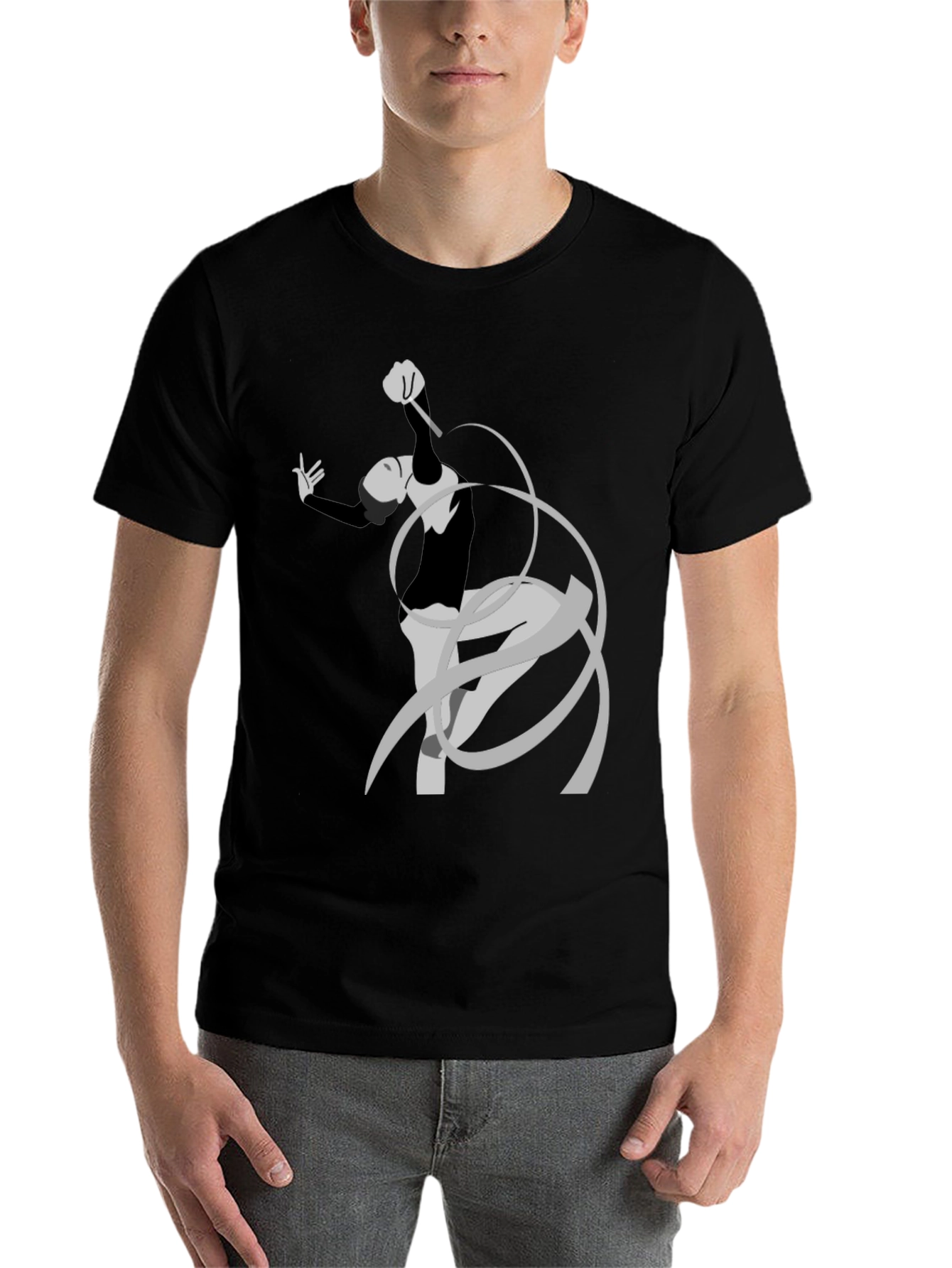 Black Rhythmic Gymnast Graphic Tee - Black Cotton Comfort view 7