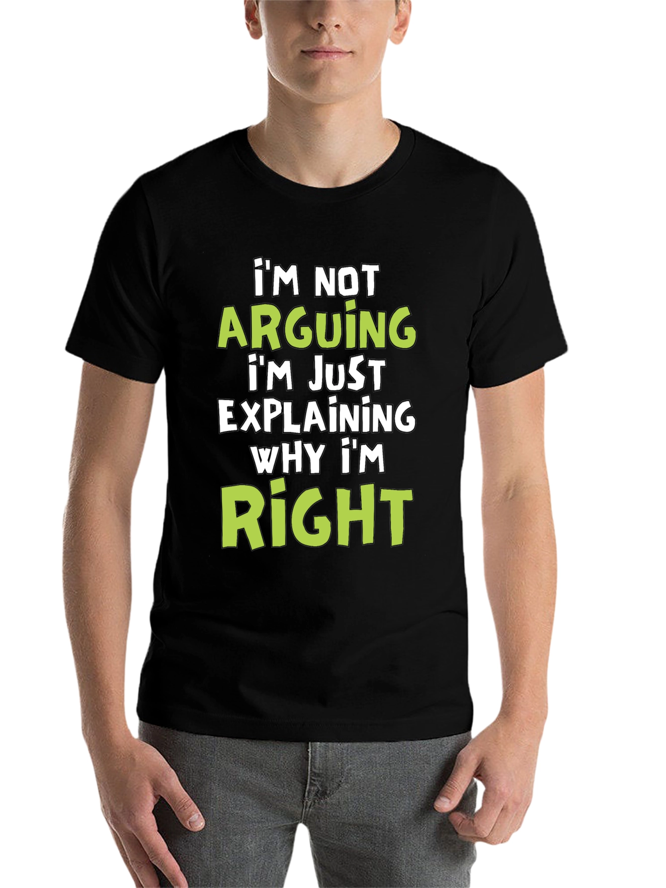 Black Funny "I'm Not Arguing" Graphic Tee - Men's Black T-Shirt view 7