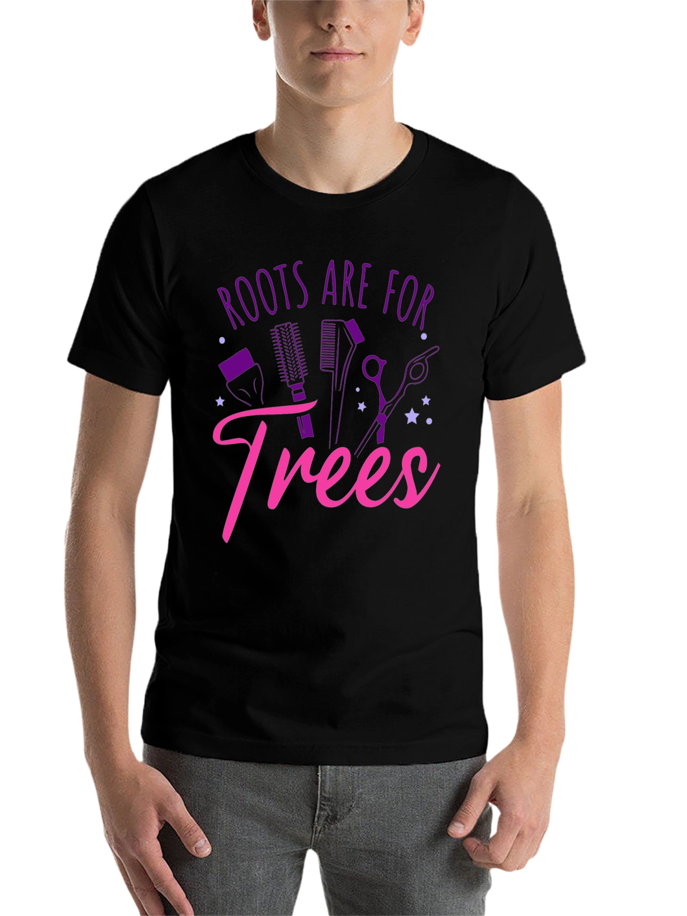 Black Roots Are For Trees T-Shirt Funny Hairdresser Tee view 7