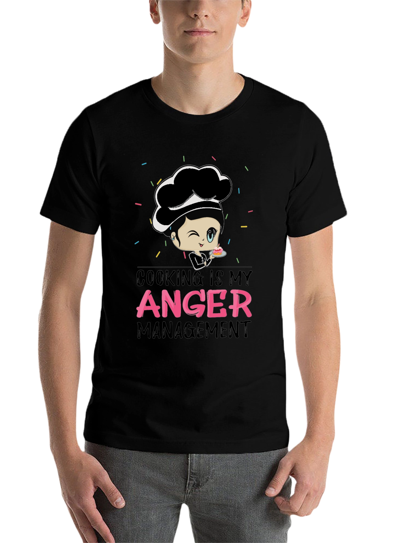 Black Cooking Is My Anger Management T-Shirt view 7
