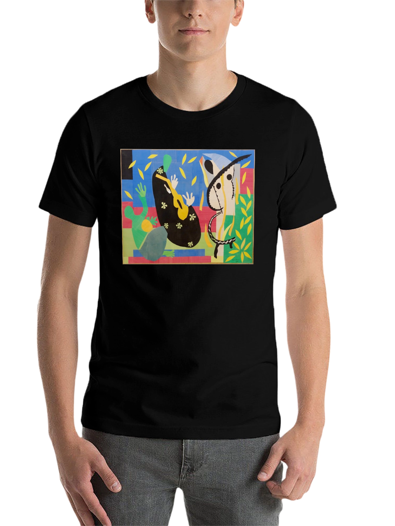 Black Abstract Art T-Shirt - Henri Matisse Inspired view 7