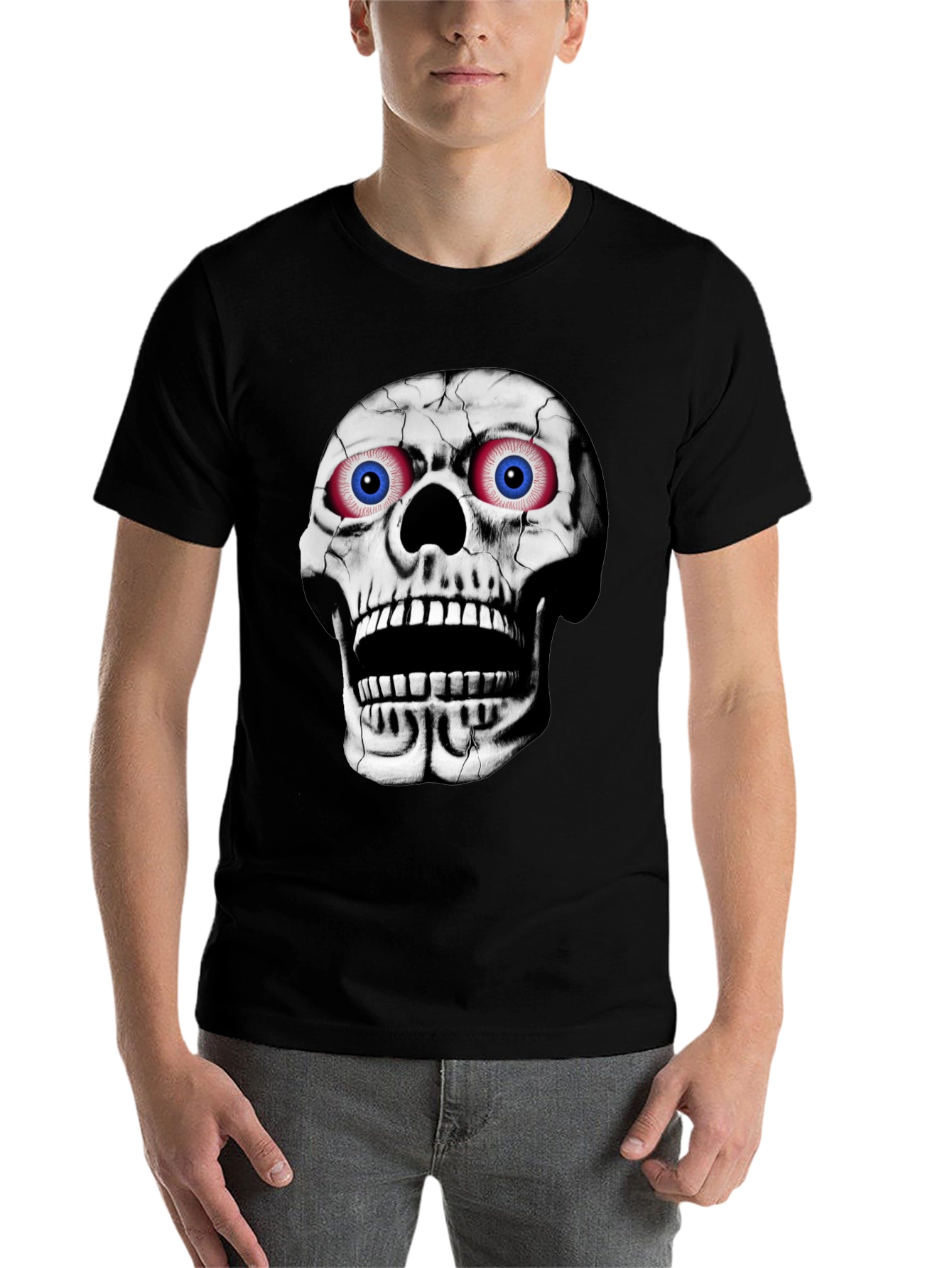 Black Skull Graphic T-Shirt - Bold Halloween Style view 7