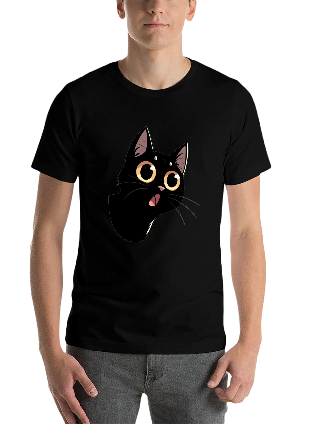 Black Funny Black Cat Graphic Tee view 7