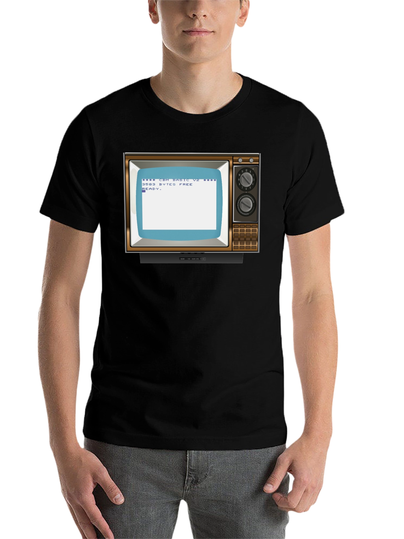 Black Retro Computer TV T-Shirt - Vintage Tech Style view 7