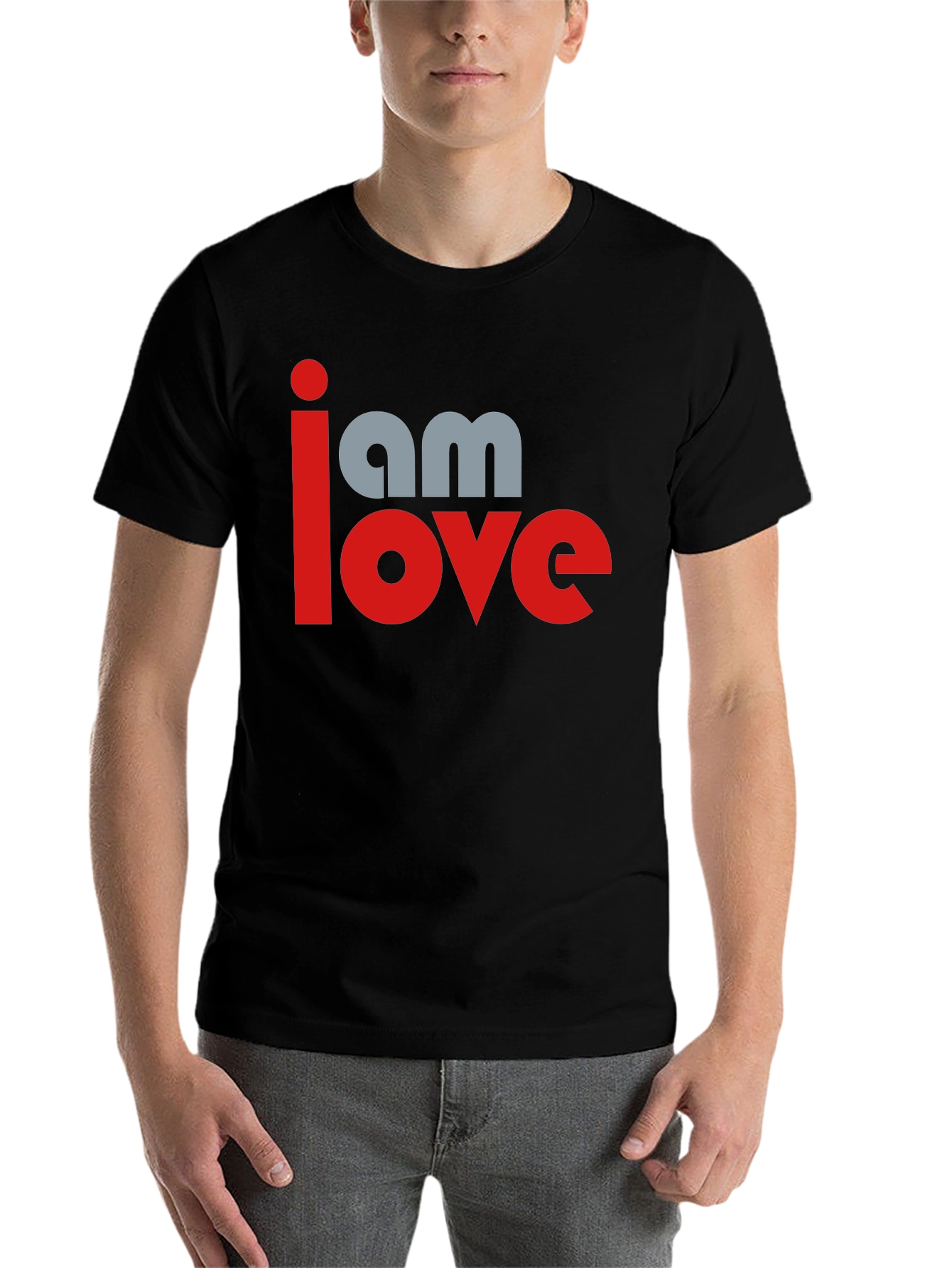 Black I am Love Graphic Print Black T-Shirt view 7