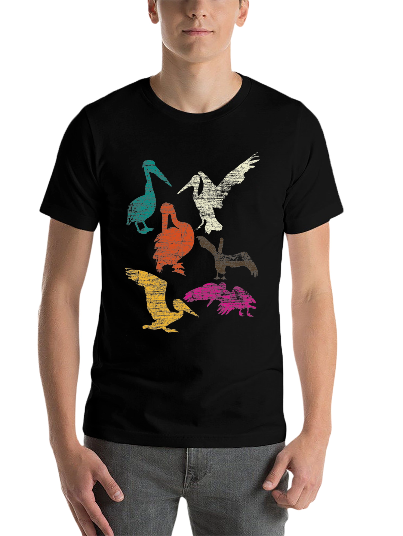 Black Retro Pelican Graphic T-Shirt - Unique Design view 7