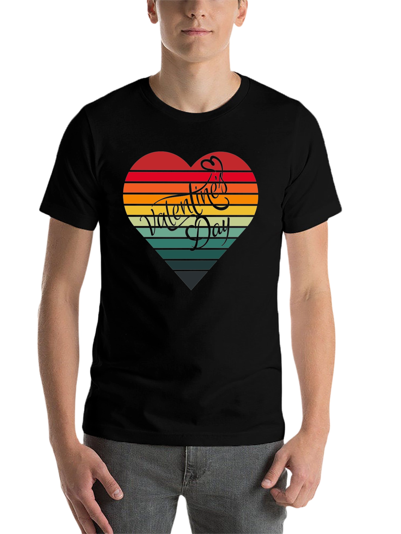 Black Valentine's Day Heart Graphic Tee view 7