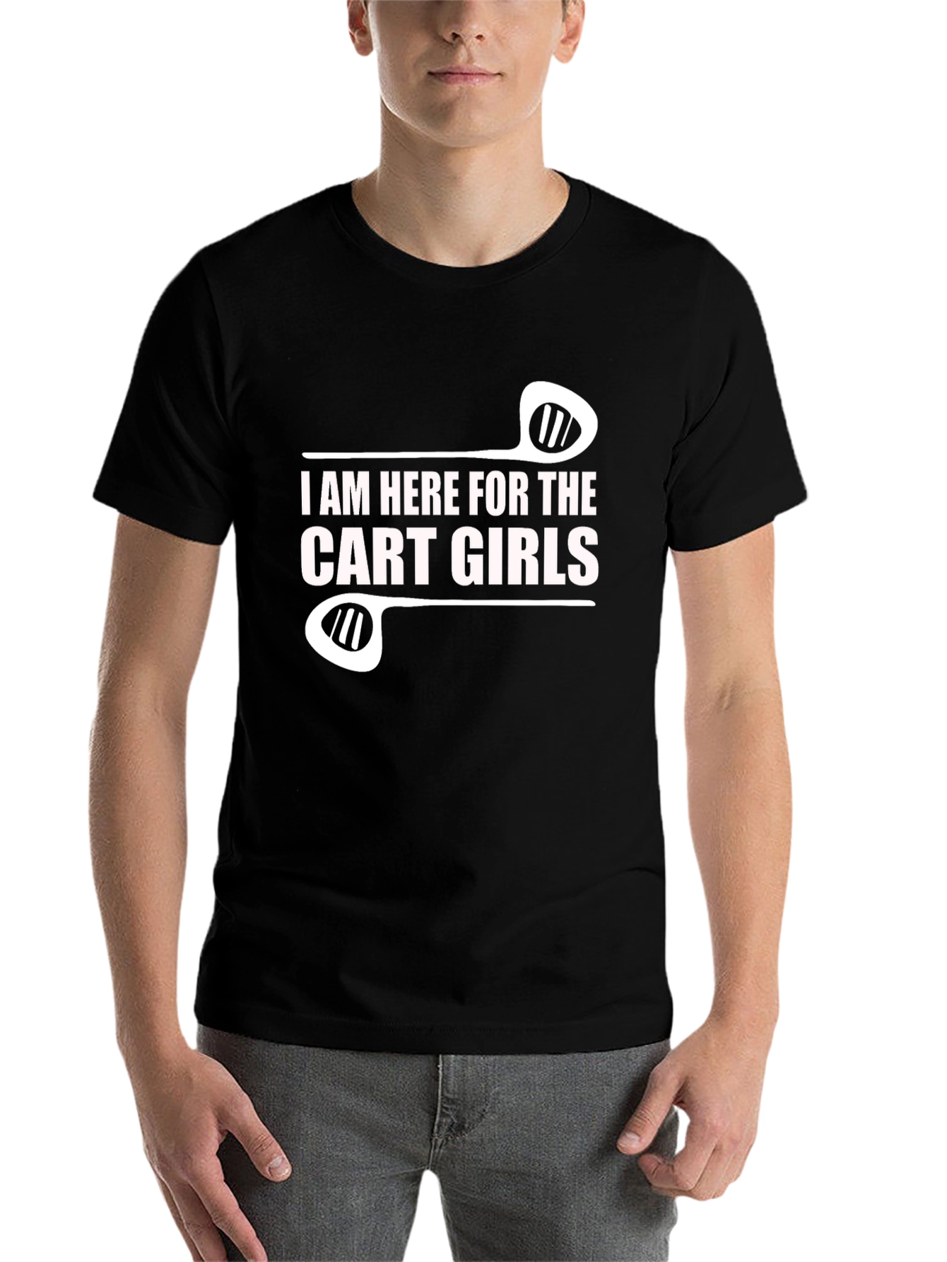 Black I Am Here for the Cart Girls Funny Golf T-Shirt view 7