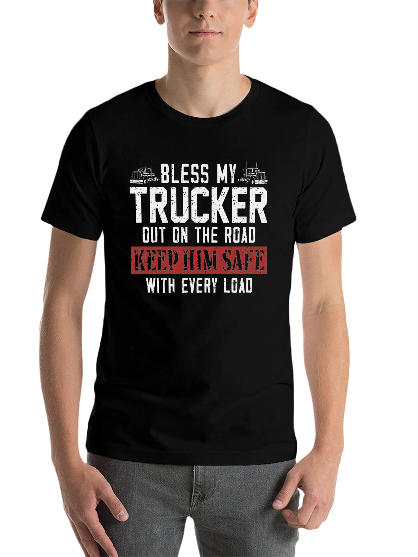 Black Bless My Trucker Graphic Tee view 7