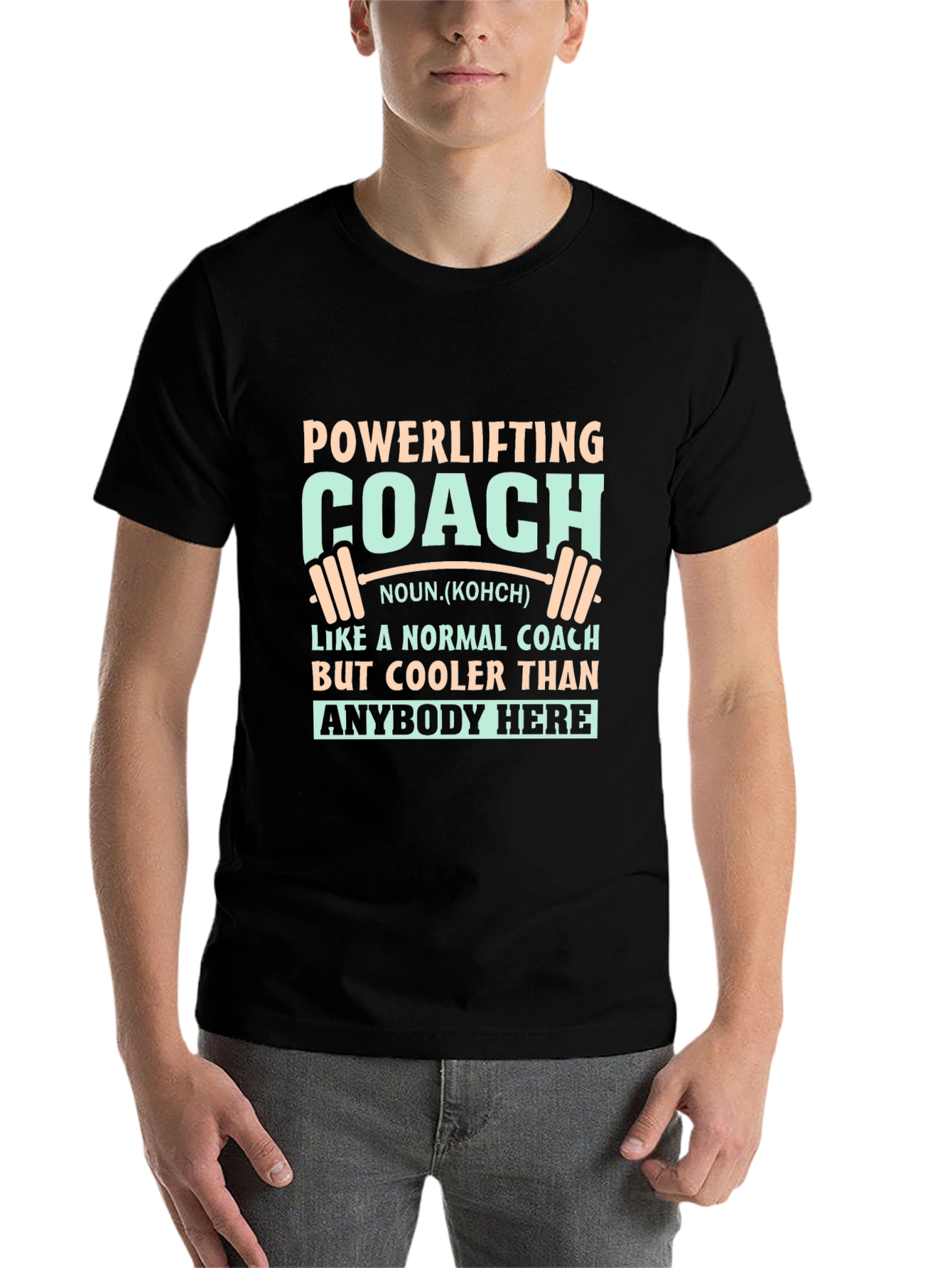 Black Powerlifting Coach T-Shirt - Cool Gift Idea view 7