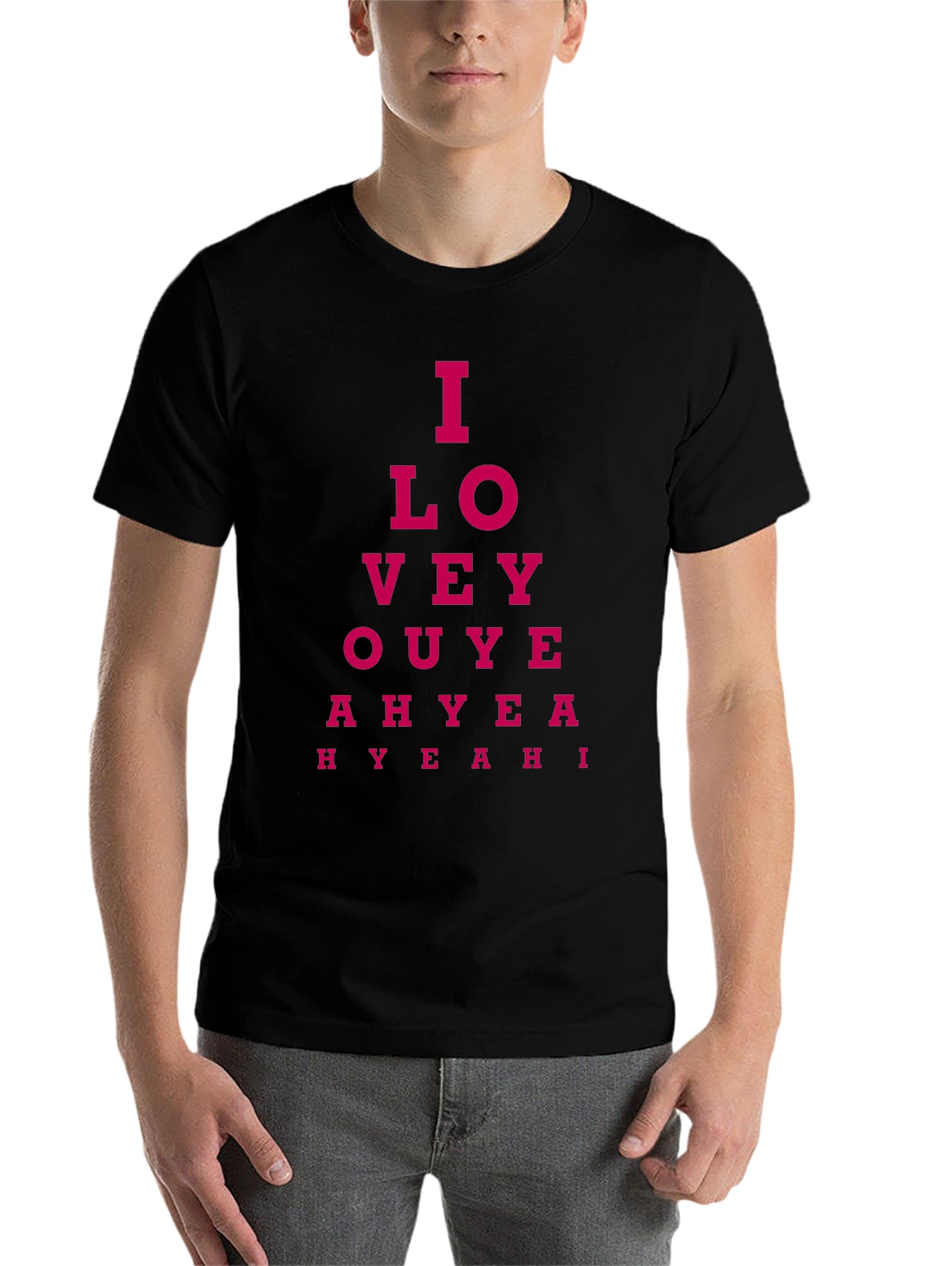 Black I Love You, Yeah! Eye Chart T-Shirt - Black view 7