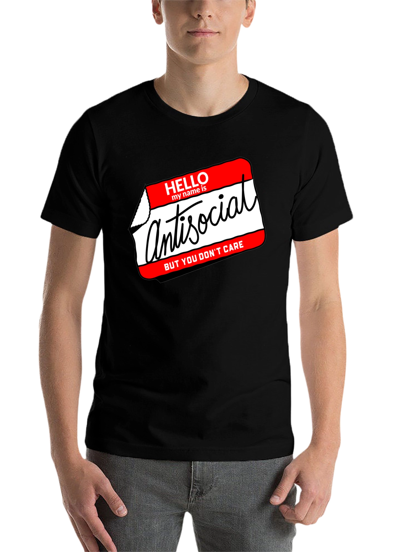 Black Antisocial Graphic T-Shirt - Hello My Name Is view 7