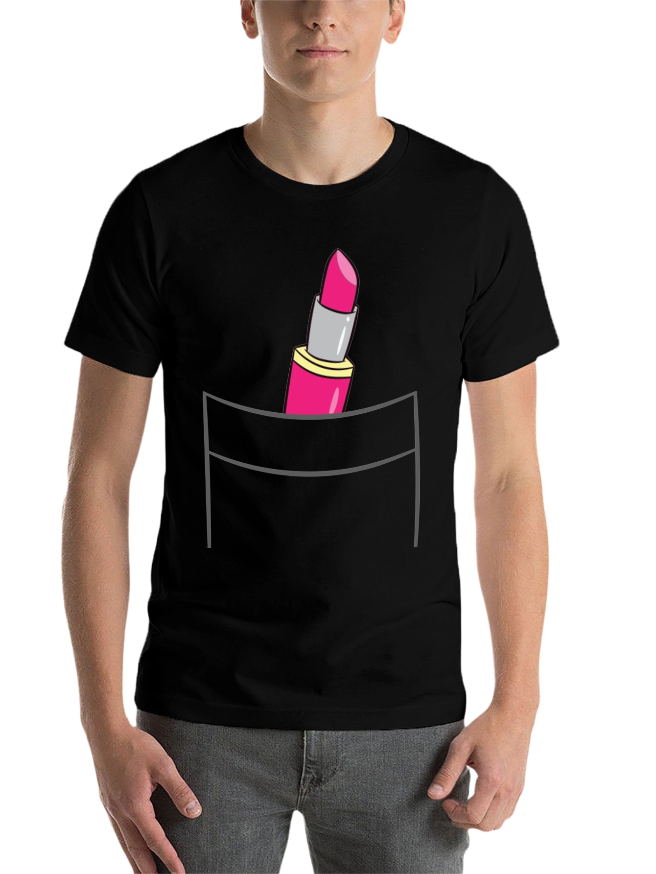 Black Lipstick Pocket T-Shirt - Trendy Graphic Tee view 7