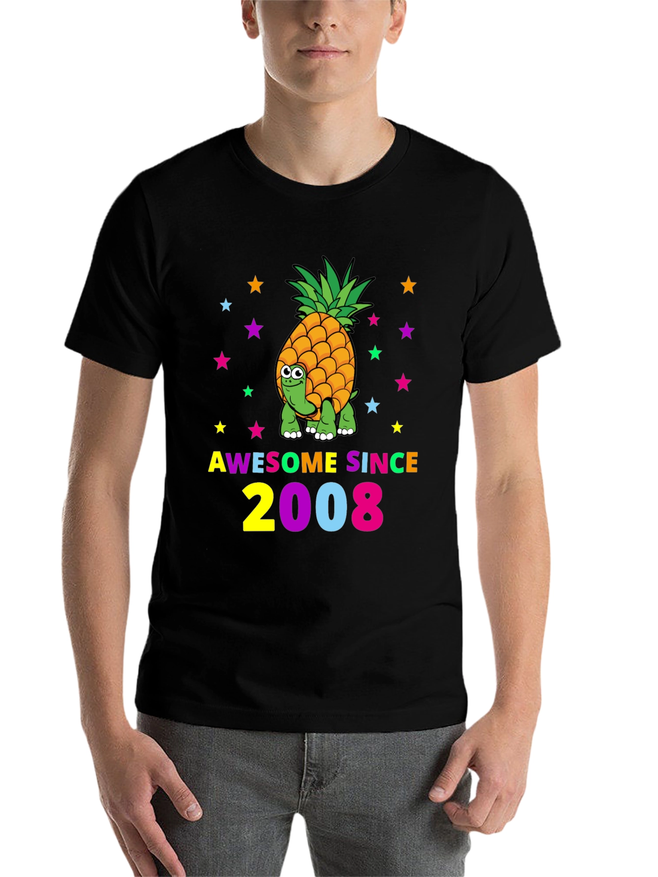 Black Awesome Since 2008 Turtle-Pineapple Graphic Tee view 7
