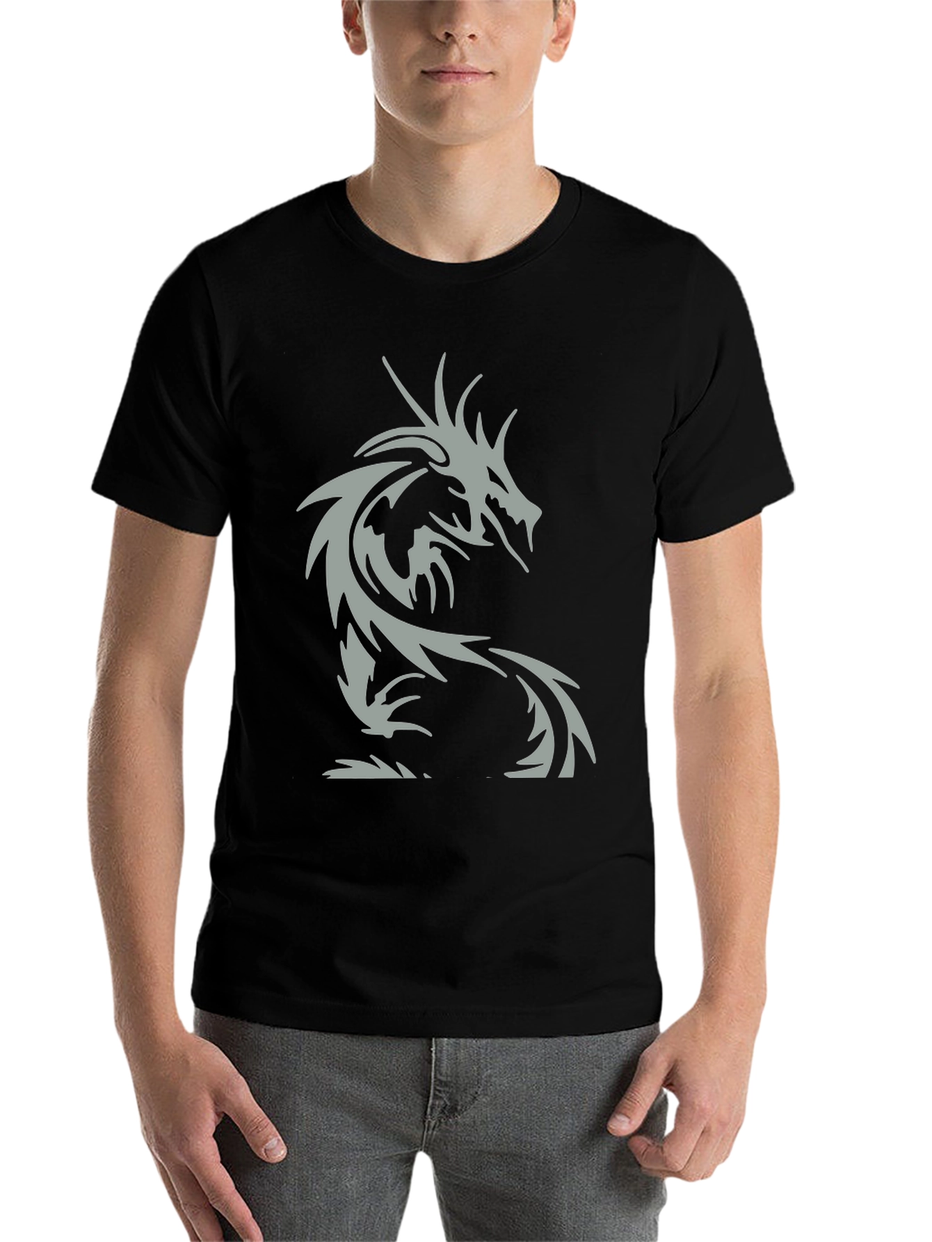 Black Dragon Graphic Men's Black T-Shirt view 7