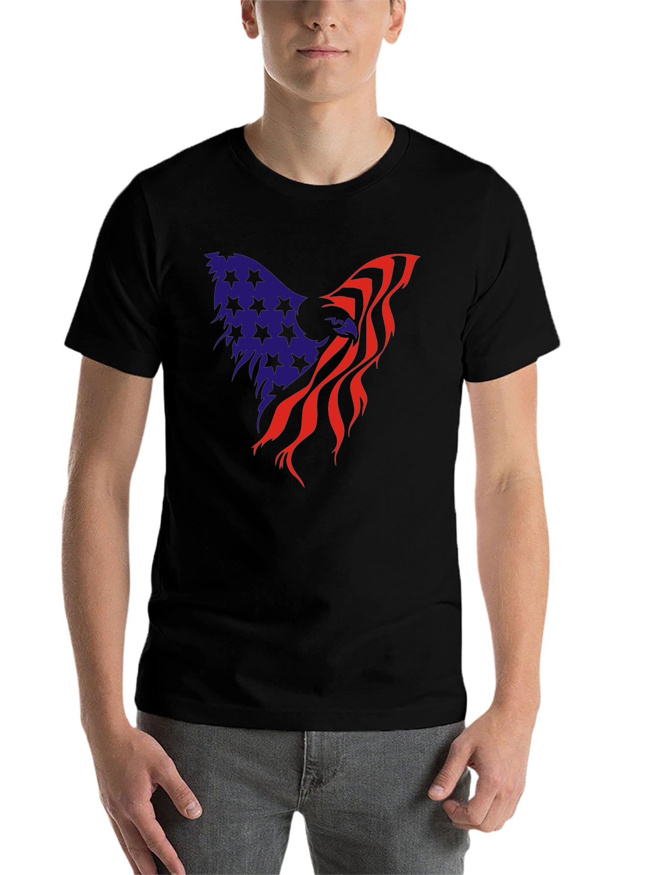 Black American Flag Eagle Graphic Tee - Patriot T-Shirt view 7