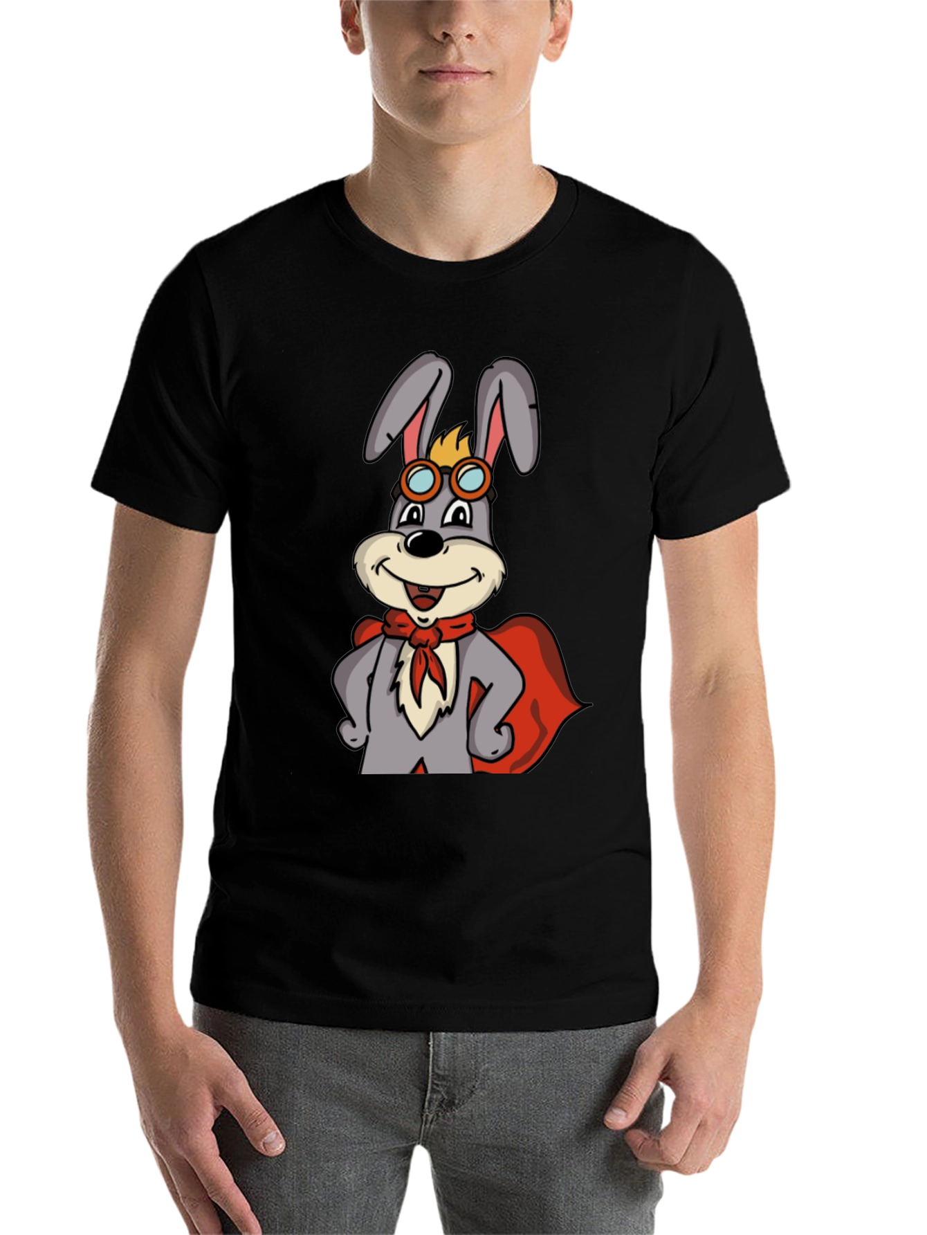 Black Superhero Rabbit T-Shirt view 7