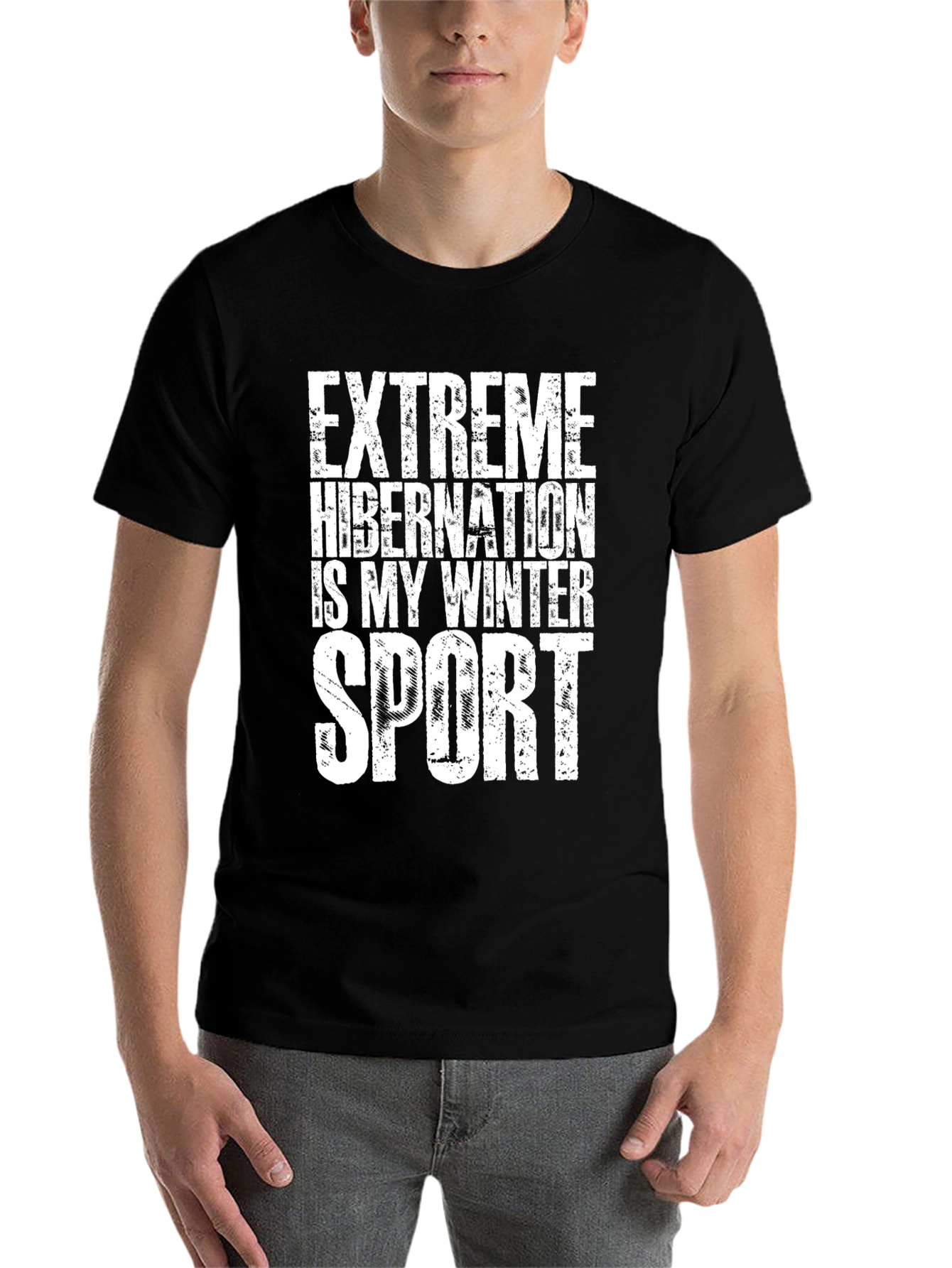 Black Extreme Hibernation Winter Sport Black T-Shirt view 7