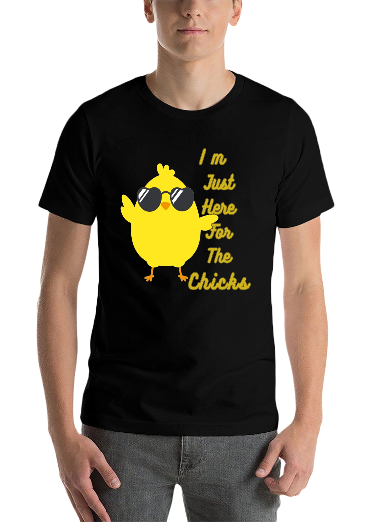 Black Funny Chicken T-Shirt - I'm Just Here for the Chicks view 7