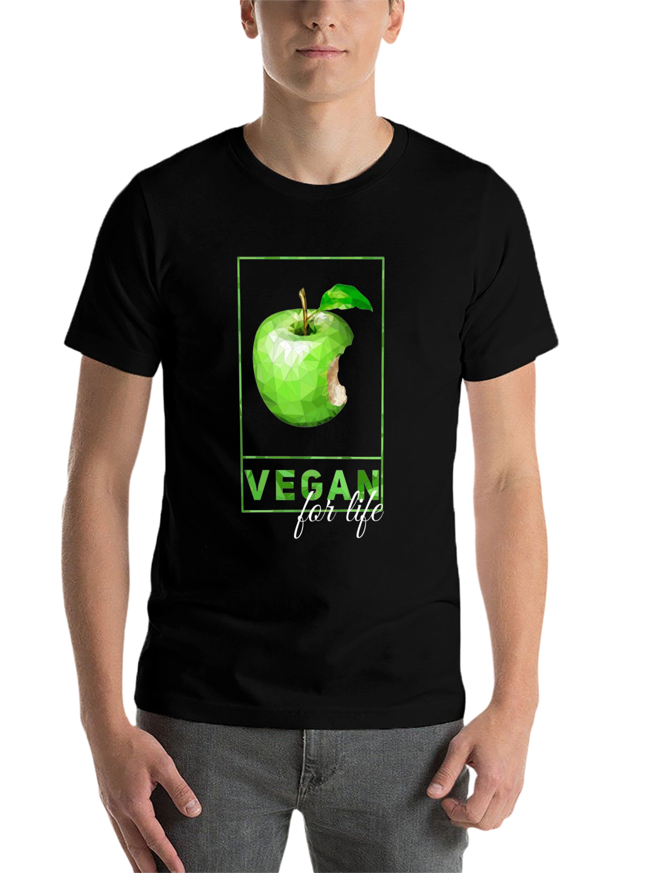 Black Vegan for Life Graphic Tee - Apple Design view 7