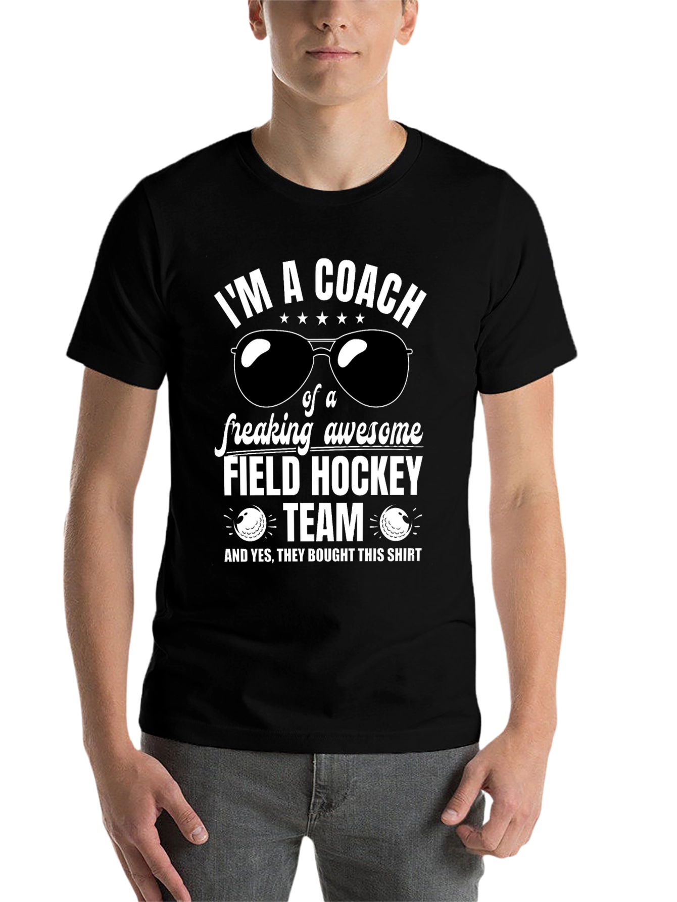 Black Field Hockey Coach T-Shirt - Awesome Team Gift view 7