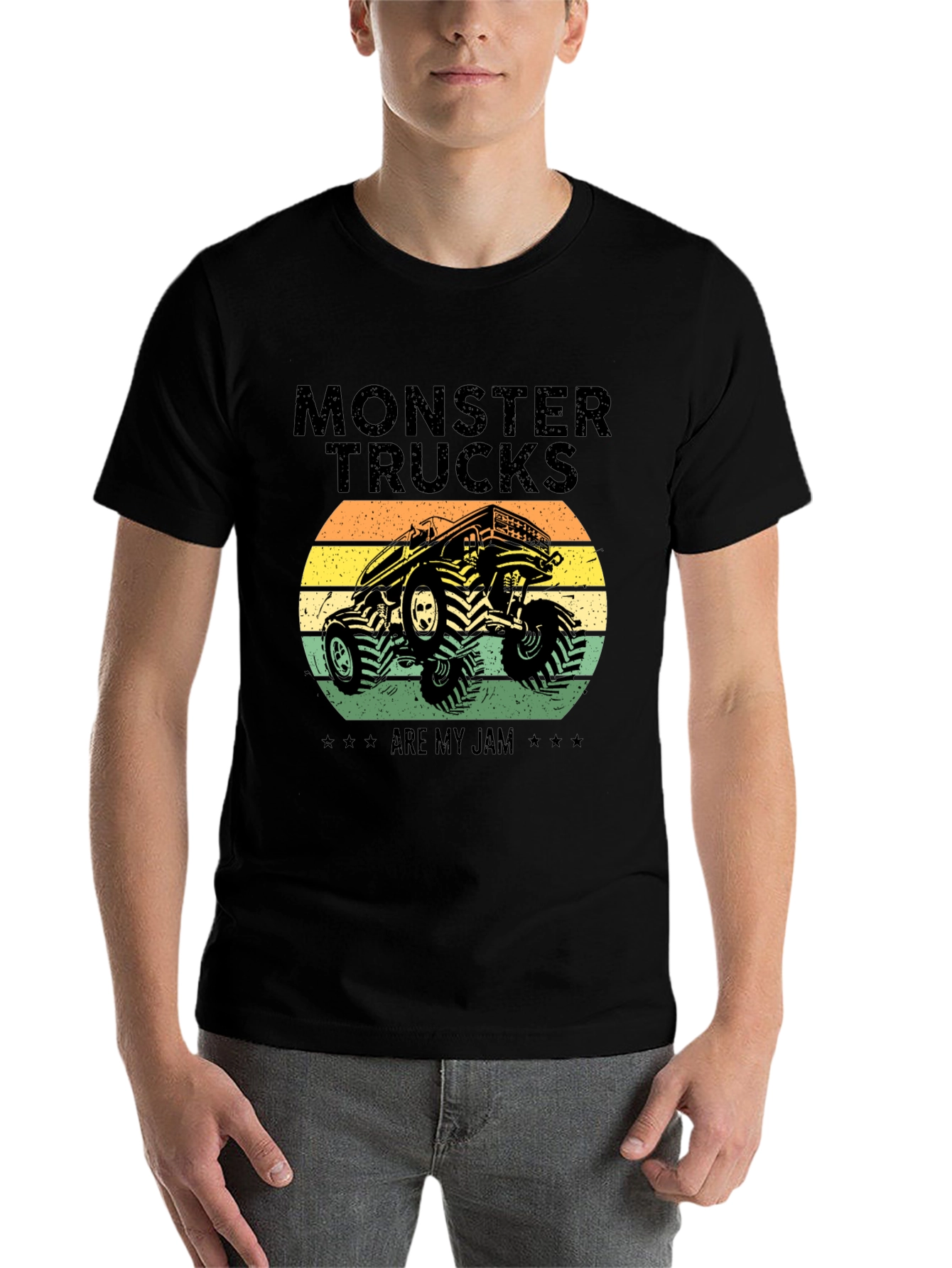 Black Monster Trucks Are My Jam T-Shirt view 7