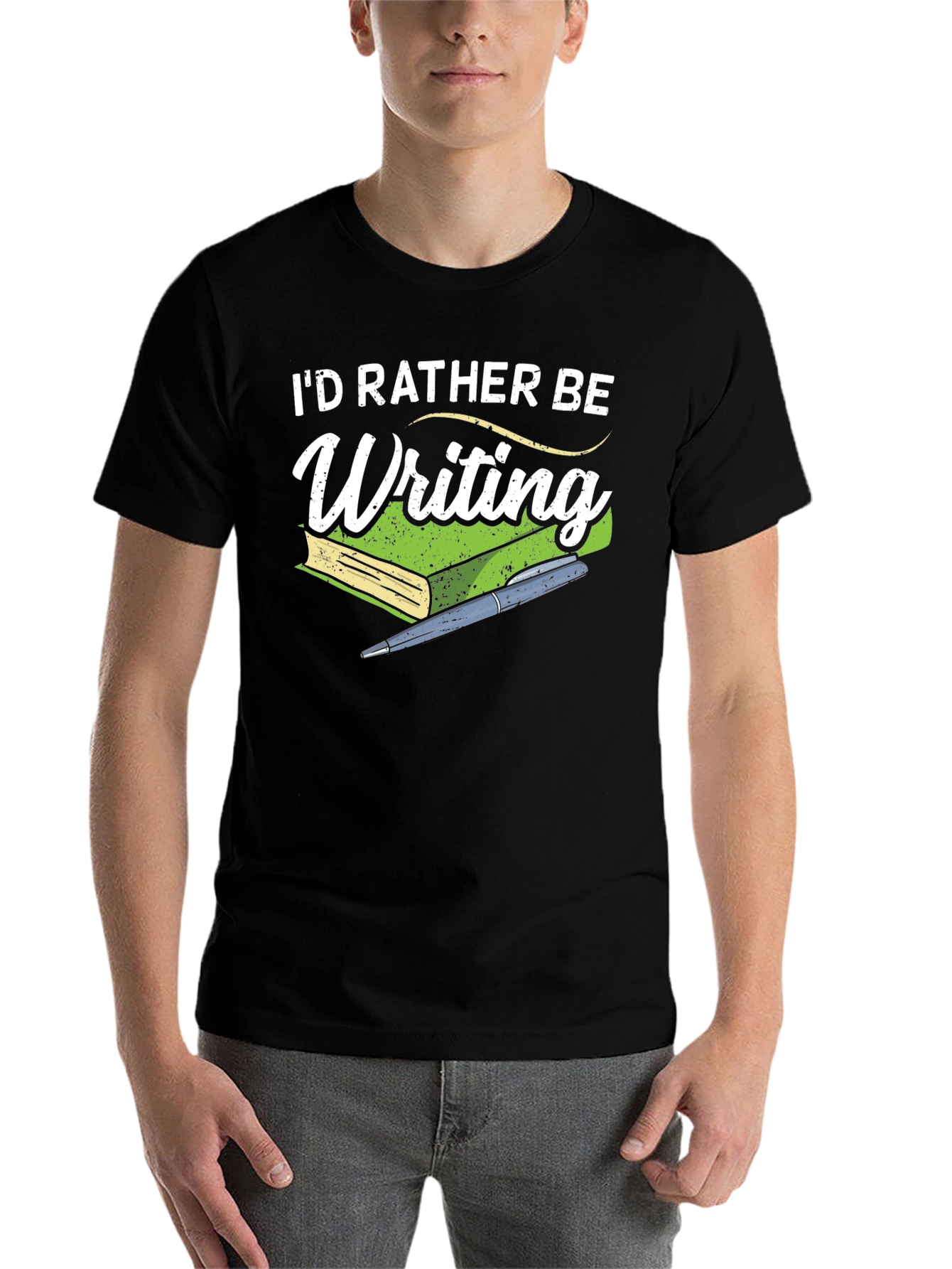 Black I'd Rather Be Writing T-Shirt - Book Lover Tee view 7