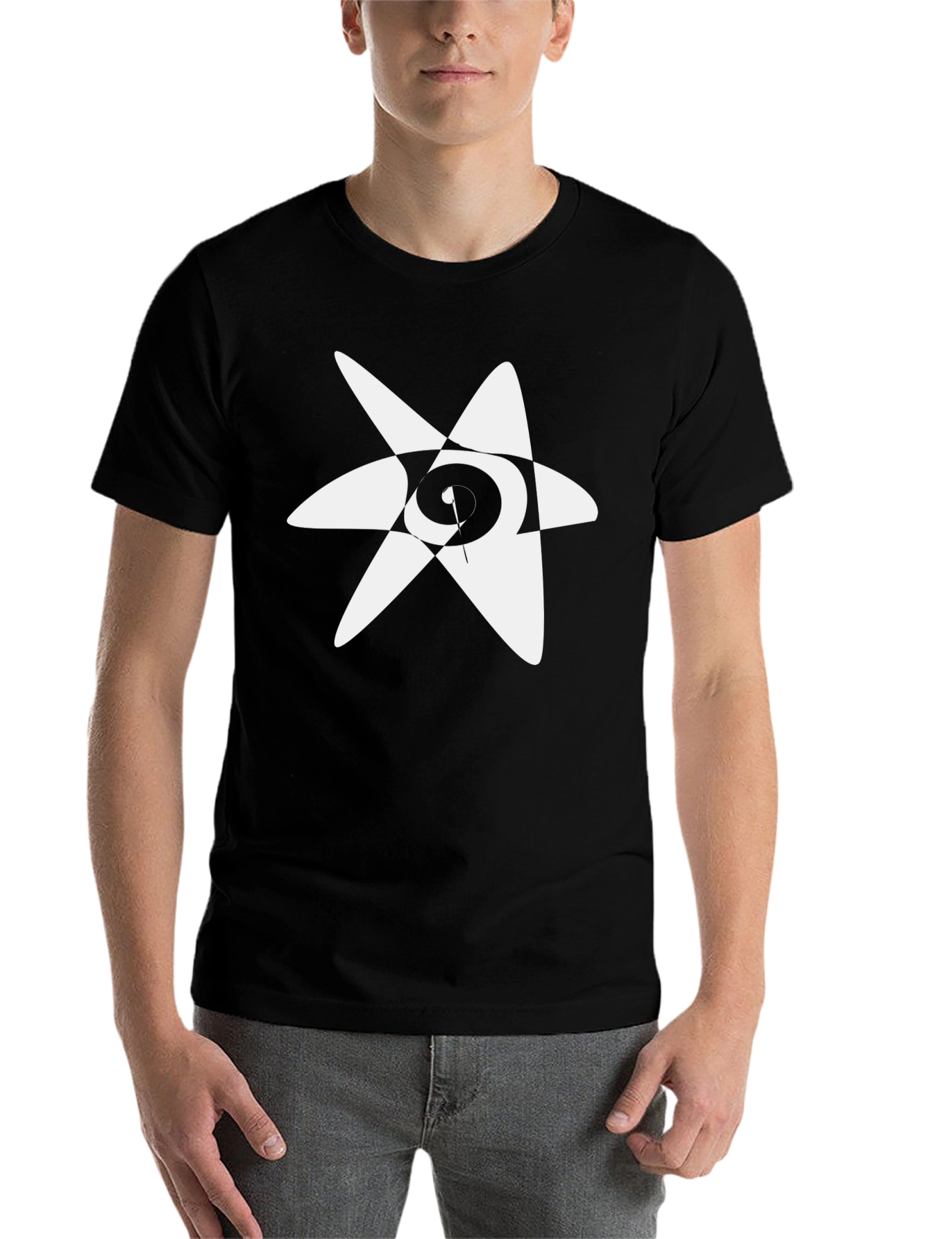 Black Abstract Star Graphic Black T-Shirt view 7