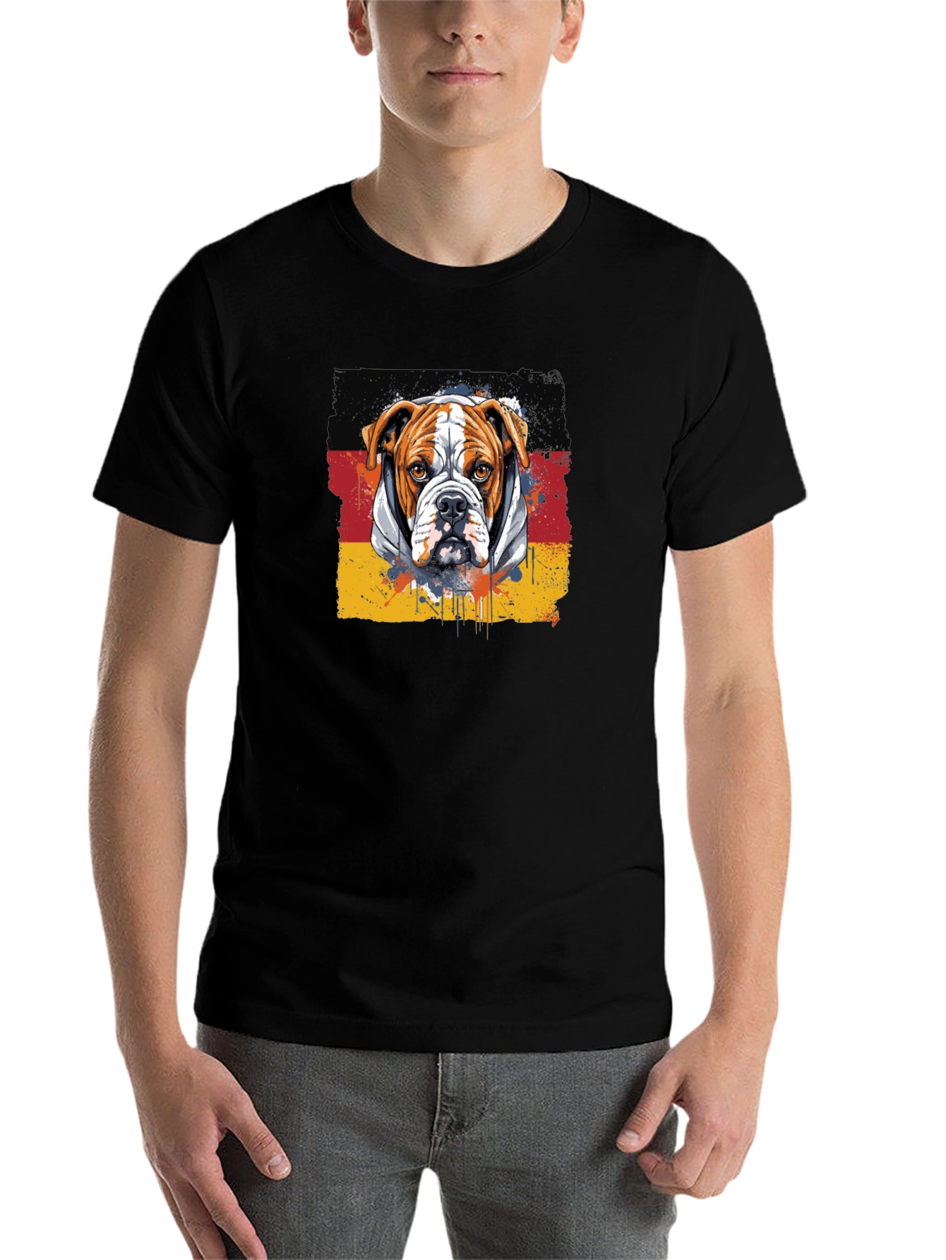 Black Bulldog Germany Flag Graphic T-Shirt view 7